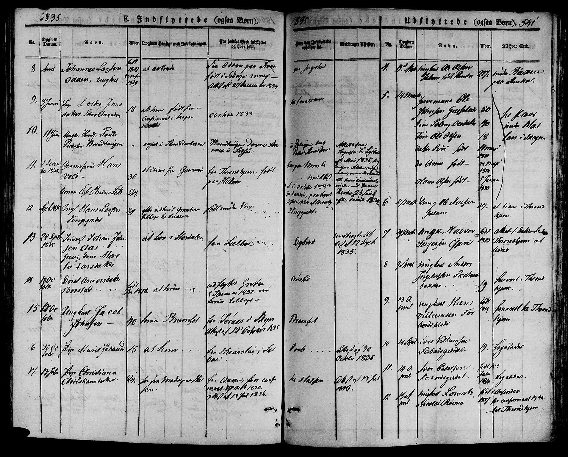 Ministerialprotokoller, klokkerbøker og fødselsregistre - Nord-Trøndelag, AV/SAT-A-1458/709/L0072: Parish register (official) no. 709A12, 1833-1844, p. 541