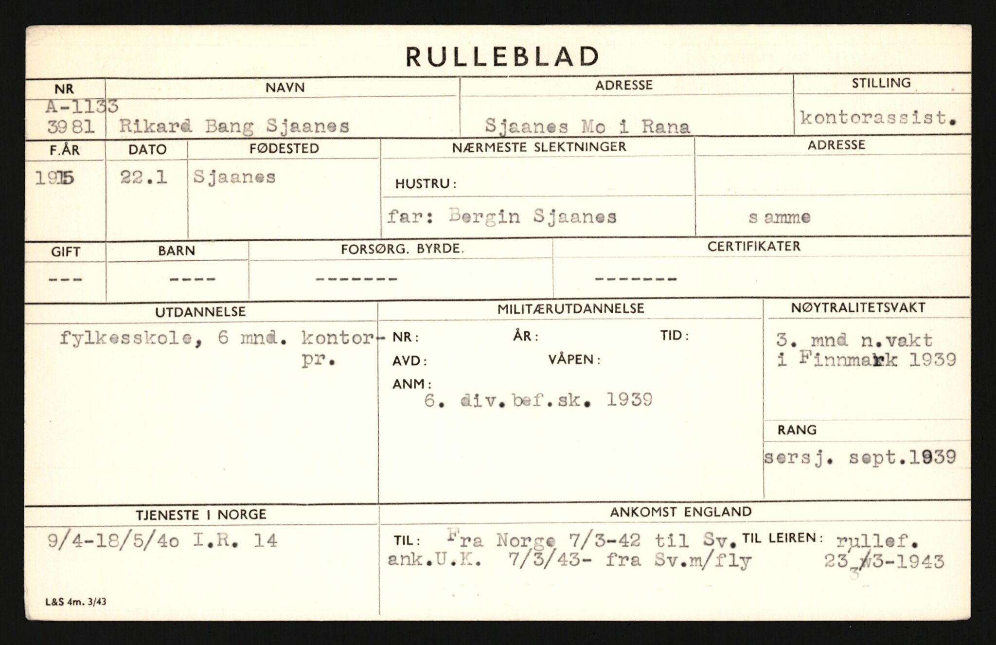 Forsvaret, Sør-Hålogaland landforsvar, AV/RA-RAFA-2552/P/Pa/L0302: Personellmapper for slettet personell, yrkesbefal og vernepliktig befal, født 1913-1916, 1932-1976, p. 394