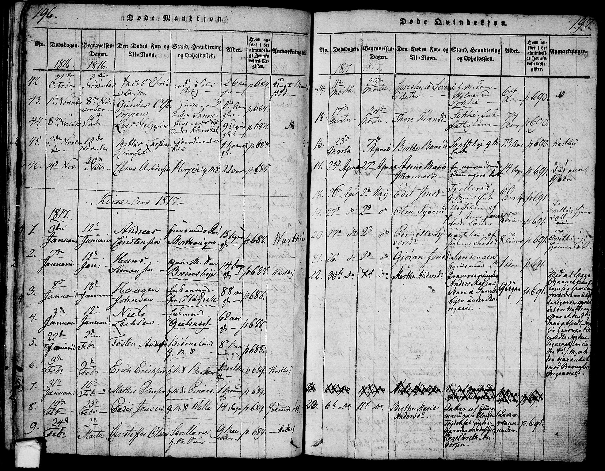 Tune prestekontor Kirkebøker, SAO/A-2007/F/Fa/L0005: Parish register (official) no. 5, 1815-1823, p. 196-197