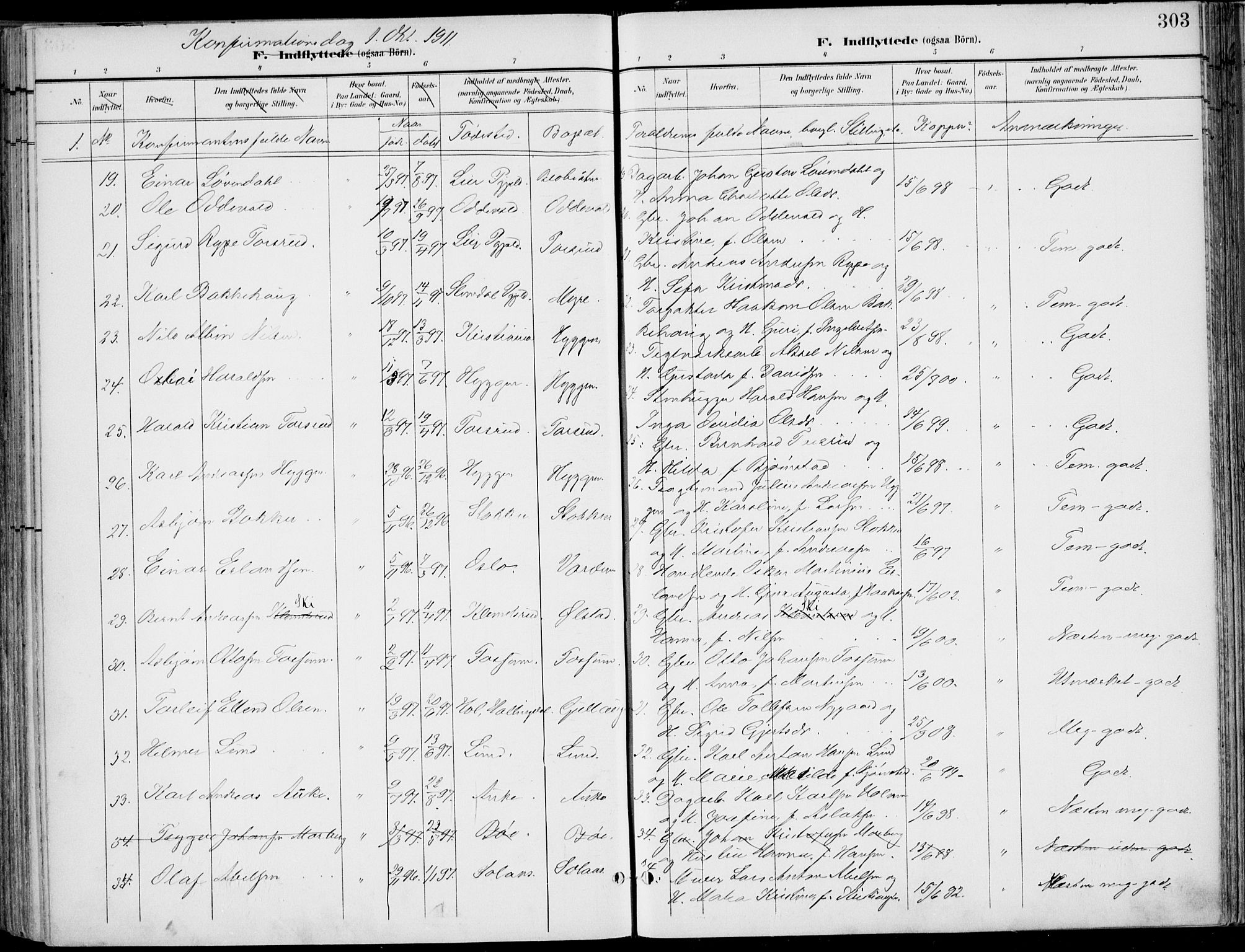 Røyken kirkebøker, AV/SAKO-A-241/F/Fa/L0009: Parish register (official) no. 9, 1898-1911, p. 303