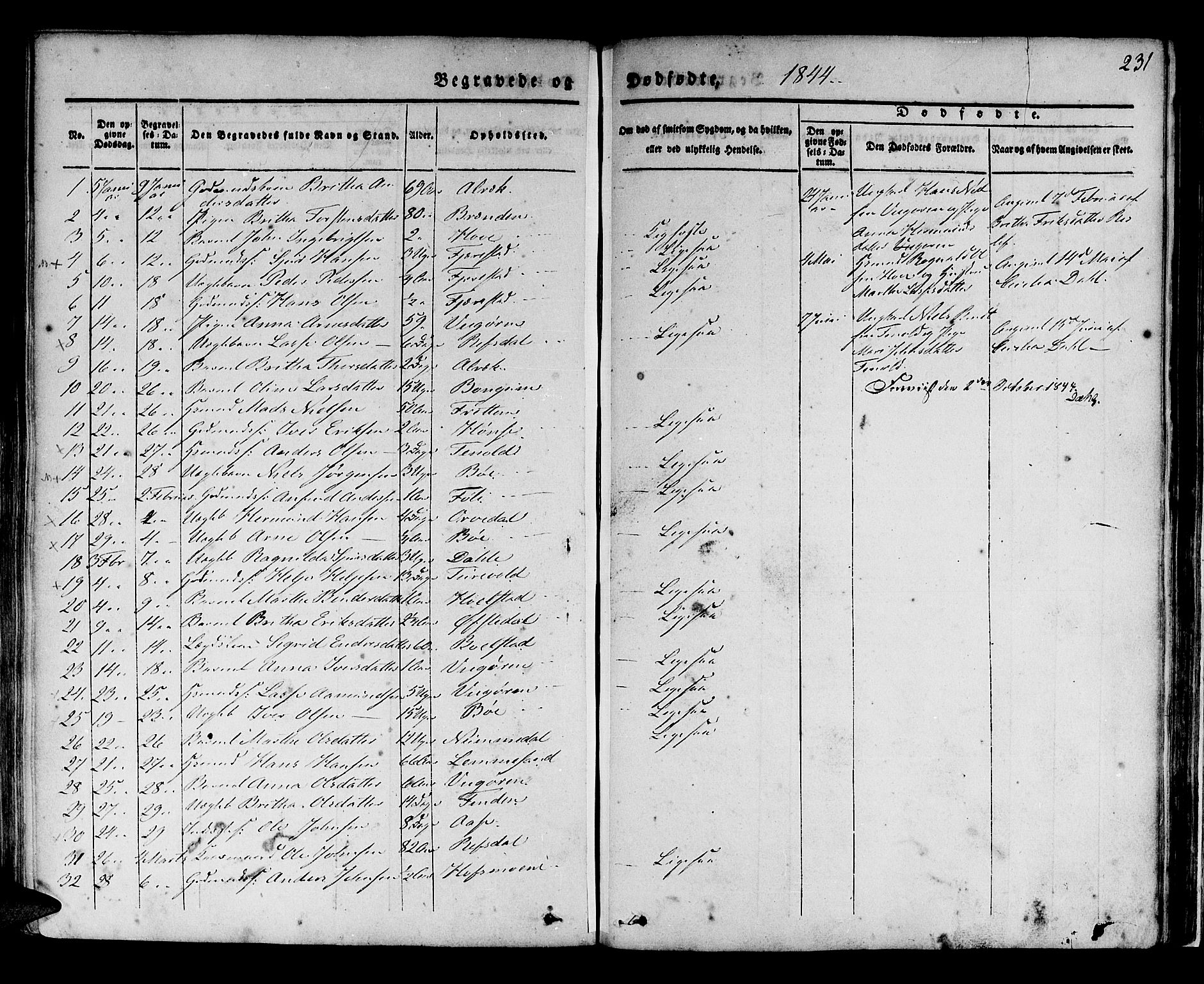 Vik sokneprestembete, AV/SAB-A-81501/H/Haa/Haaa/L0007: Parish register (official) no. A 7, 1831-1845, p. 231