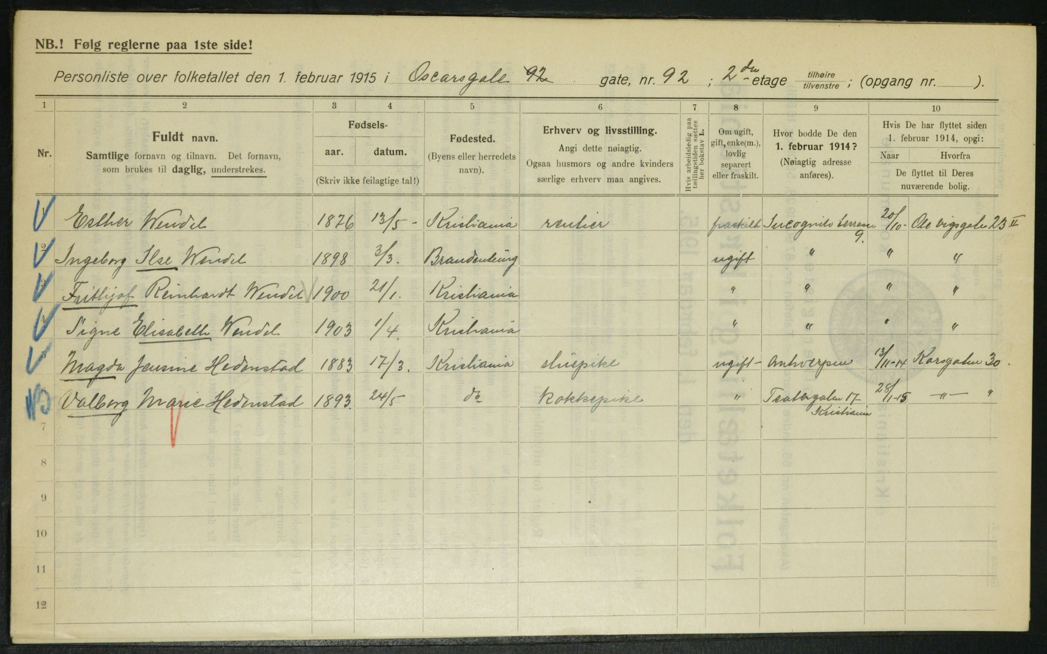 OBA, Municipal Census 1915 for Kristiania, 1915, p. 76413