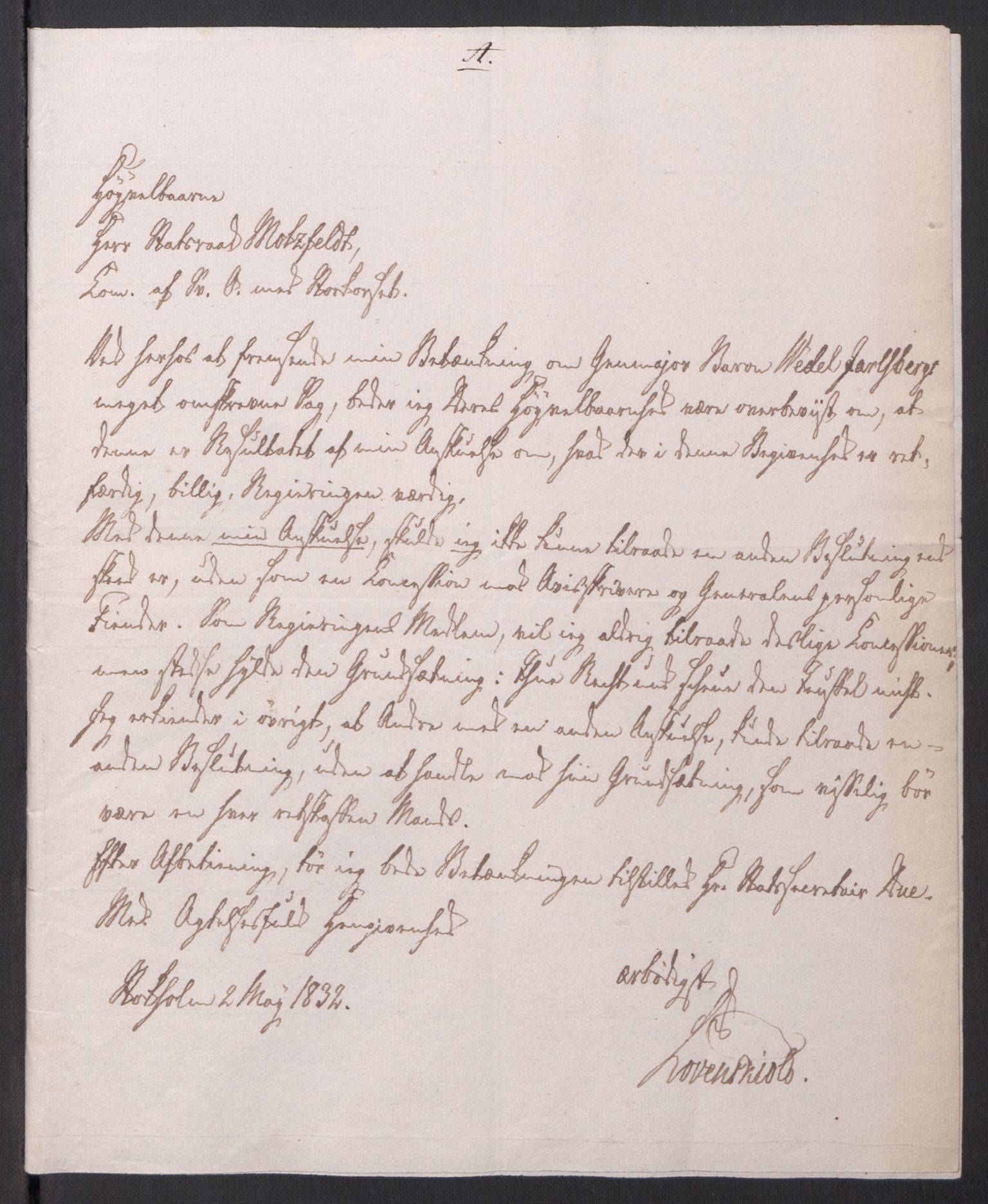 Motzfeldt-familien, AV/RA-PA-0234/D/L001b/0009: -- / "Til de trykte Optegnelser", 1821-1836