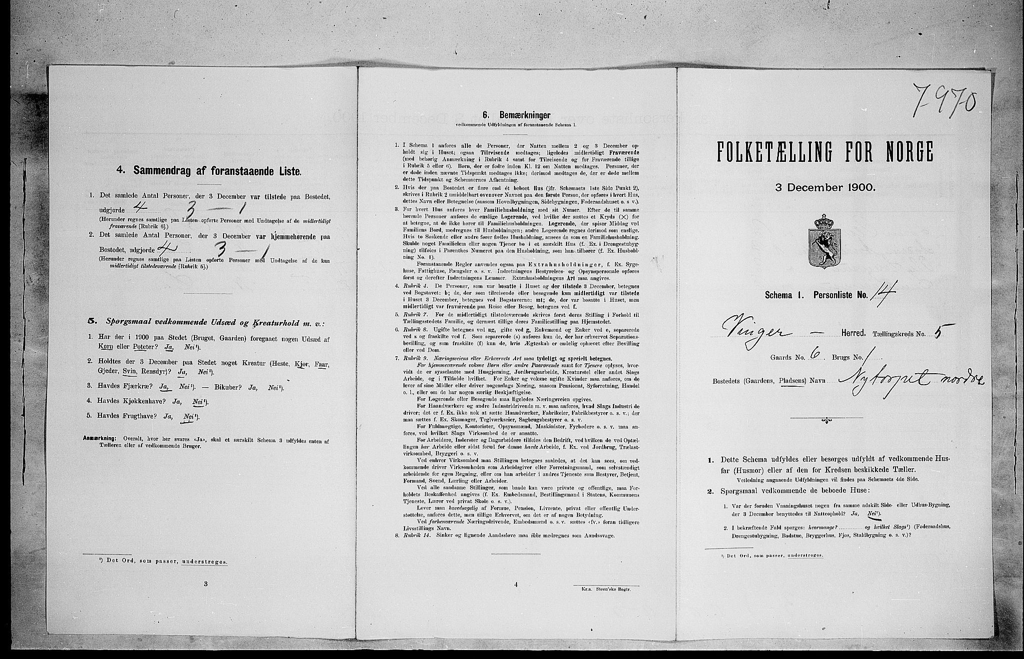 SAH, 1900 census for Vinger, 1900, p. 674