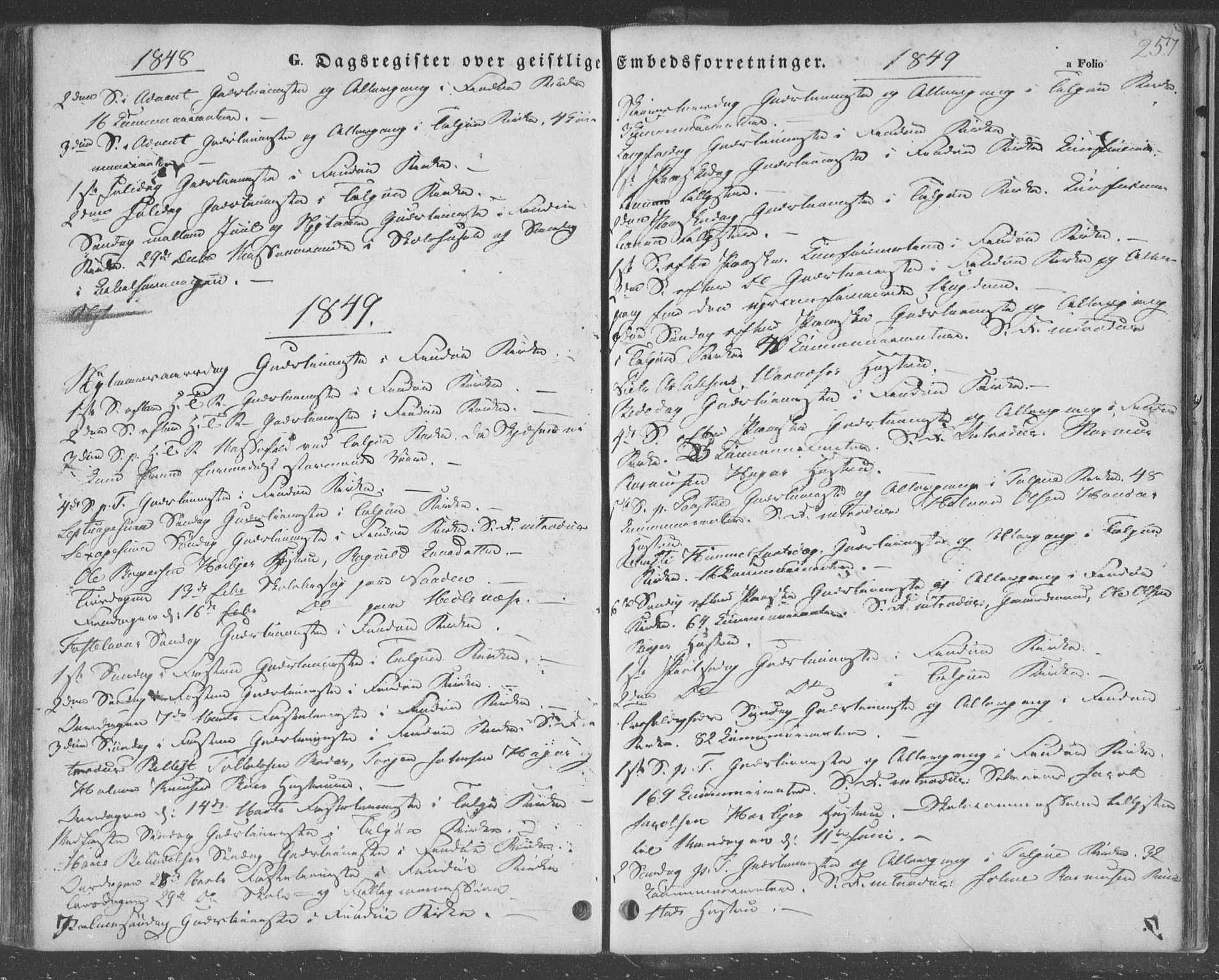 Finnøy sokneprestkontor, SAST/A-101825/H/Ha/Haa/L0007: Parish register (official) no. A 7, 1847-1862, p. 257