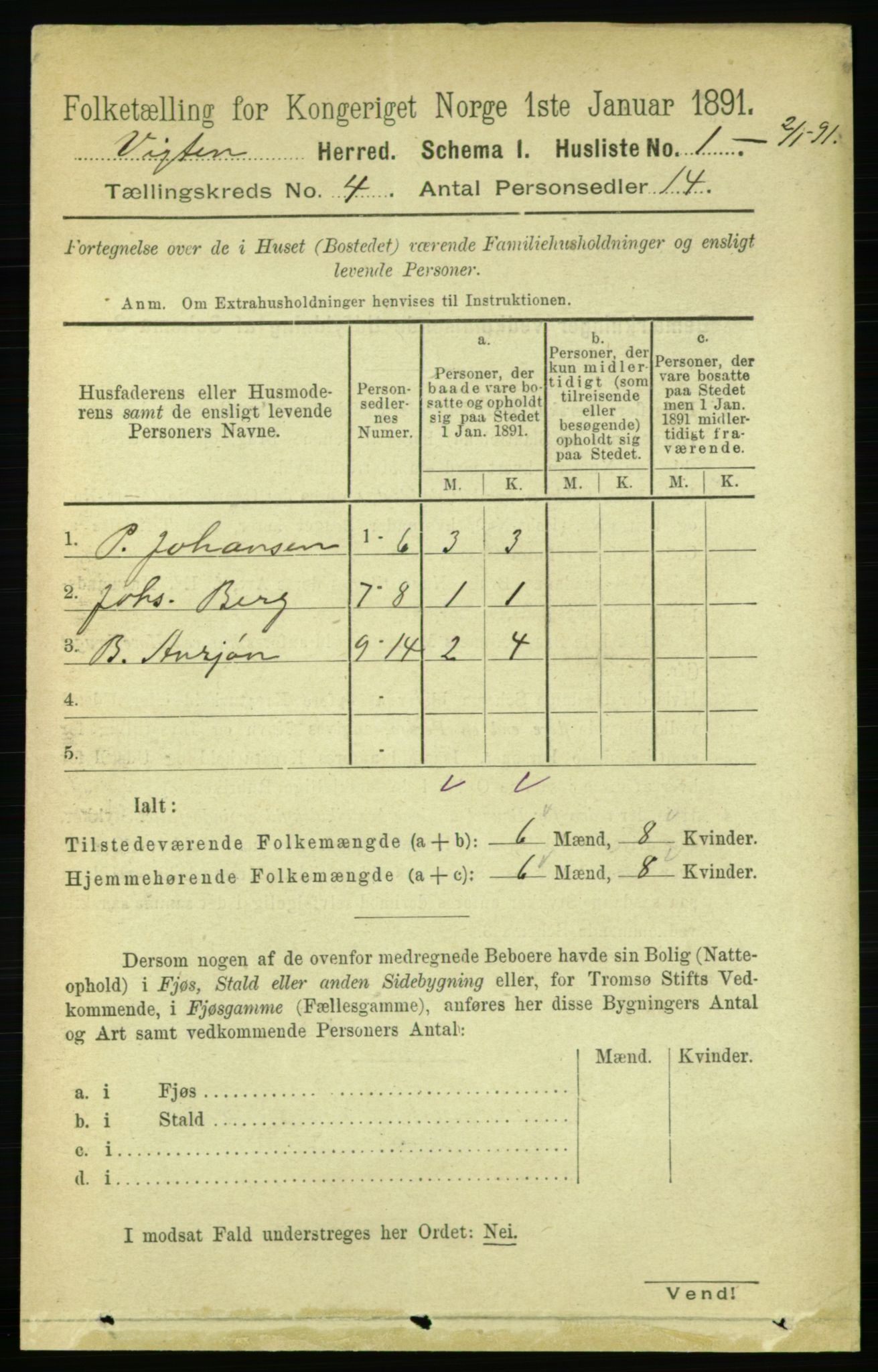 RA, 1891 census for 1750 Vikna, 1891, p. 2244