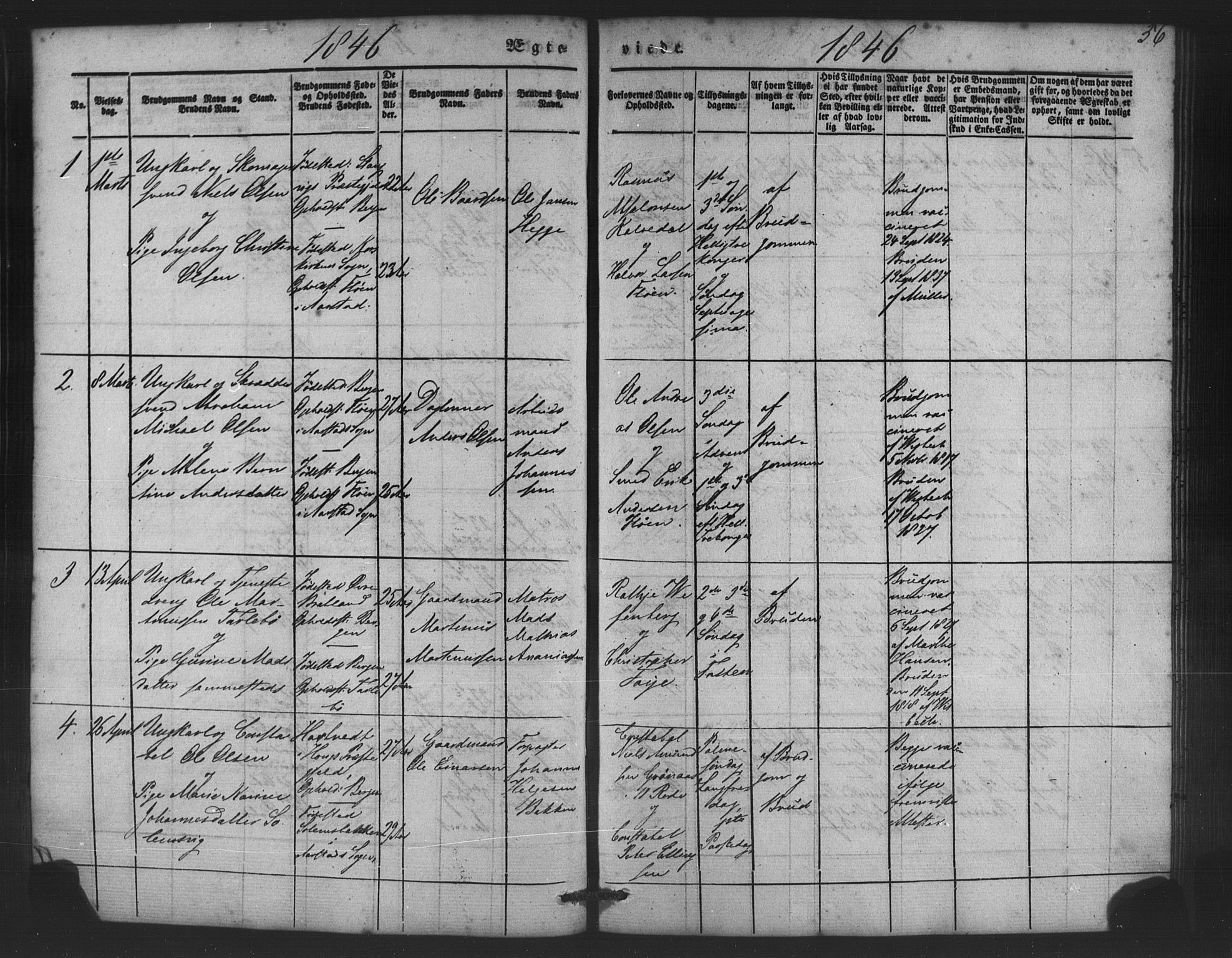 St. Jørgens hospital og Årstad sokneprestembete, AV/SAB-A-99934: Parish register (copy) no. A 5, 1844-1871, p. 56