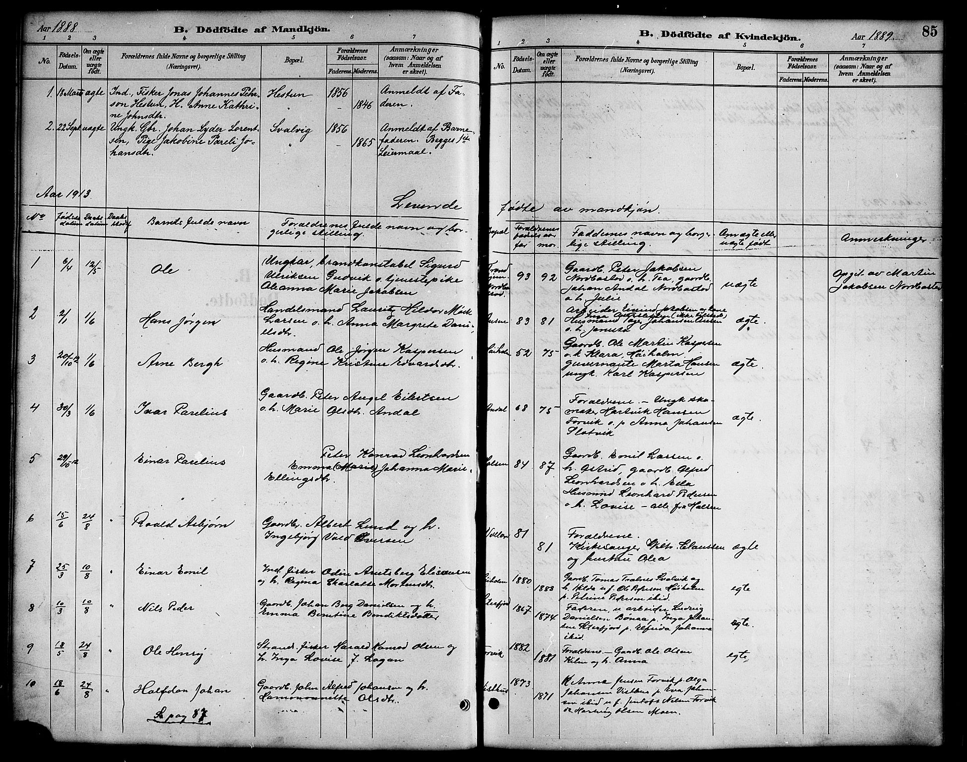 Ministerialprotokoller, klokkerbøker og fødselsregistre - Nordland, SAT/A-1459/819/L0277: Parish register (copy) no. 819C03, 1888-1917, p. 85