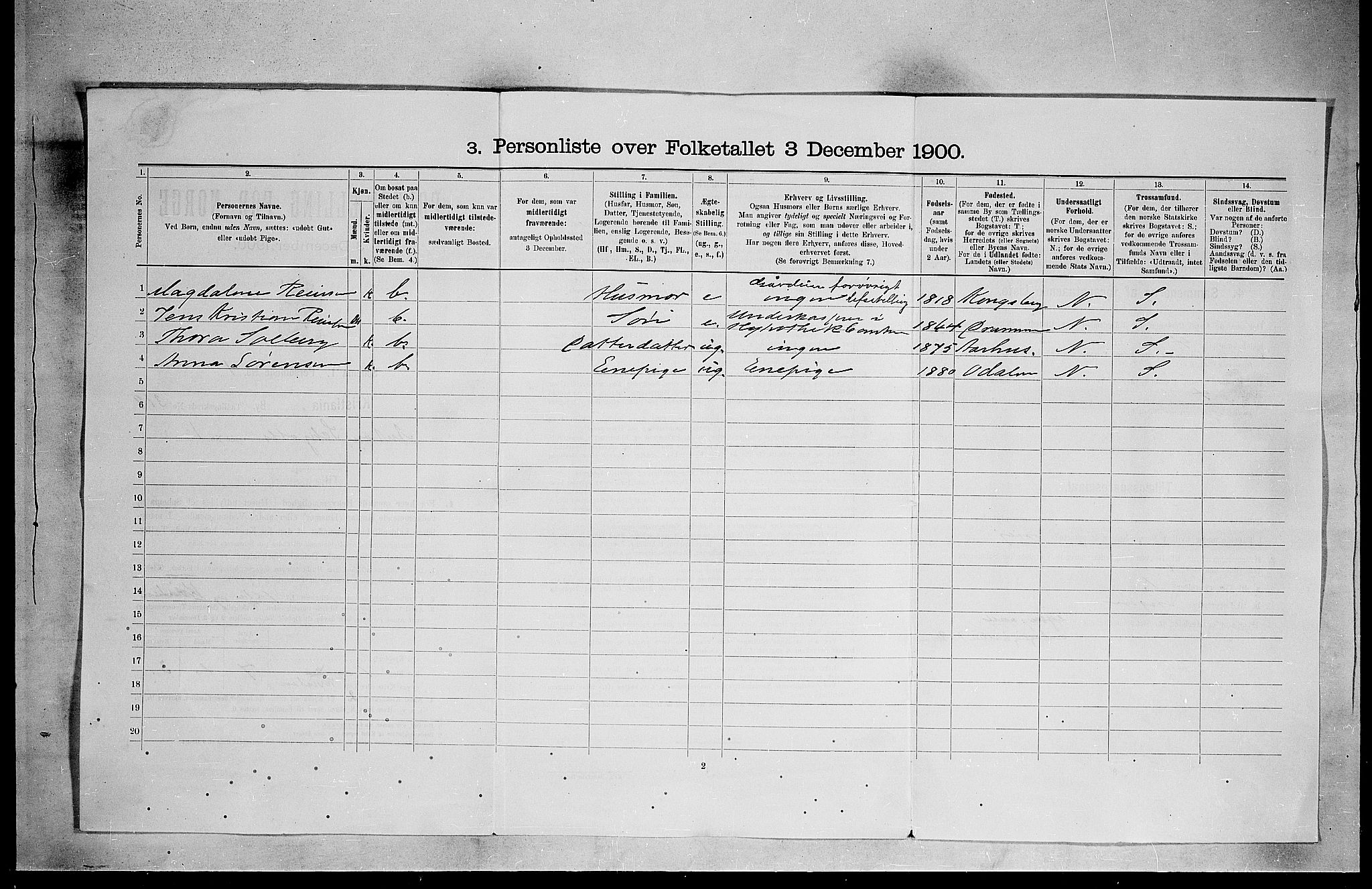 SAO, 1900 census for Kristiania, 1900, p. 2065