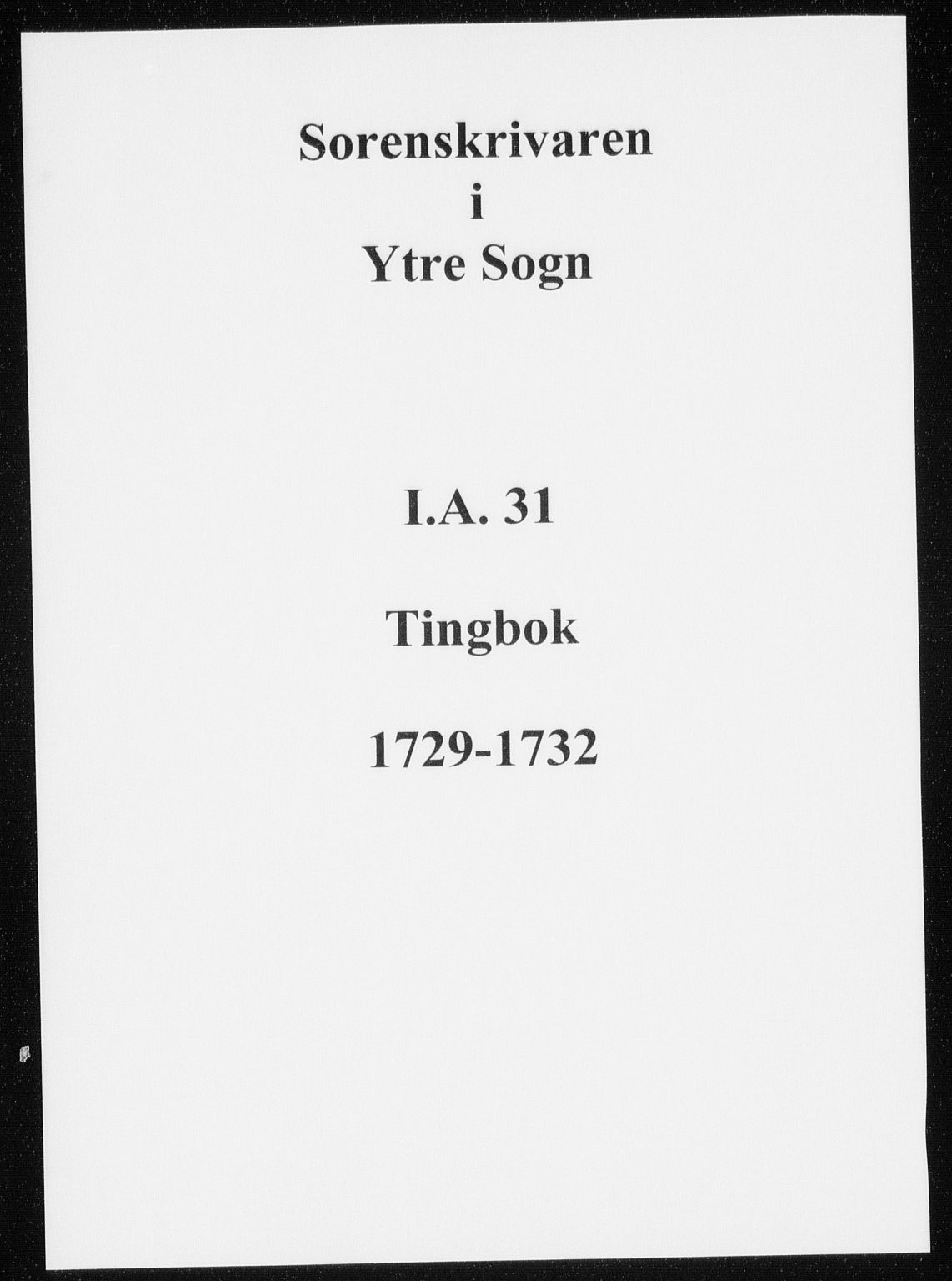 Ytre Sogn tingrett, SAB/A-2601/1/F/Fa/L0031: Tingbok (justisprotokoll), 1729-1732