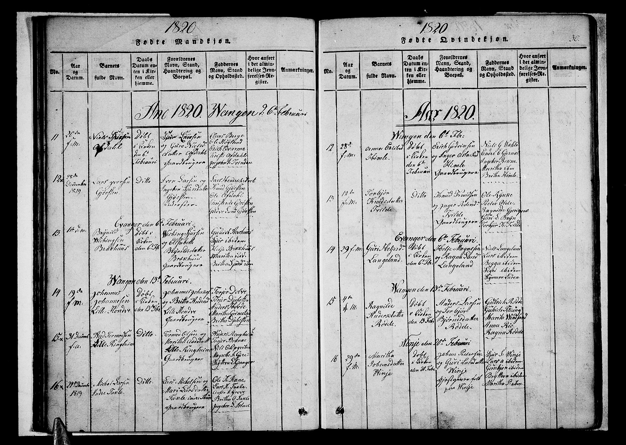 Voss sokneprestembete, AV/SAB-A-79001/H/Haa: Parish register (official) no. A 11, 1816-1827, p. 30