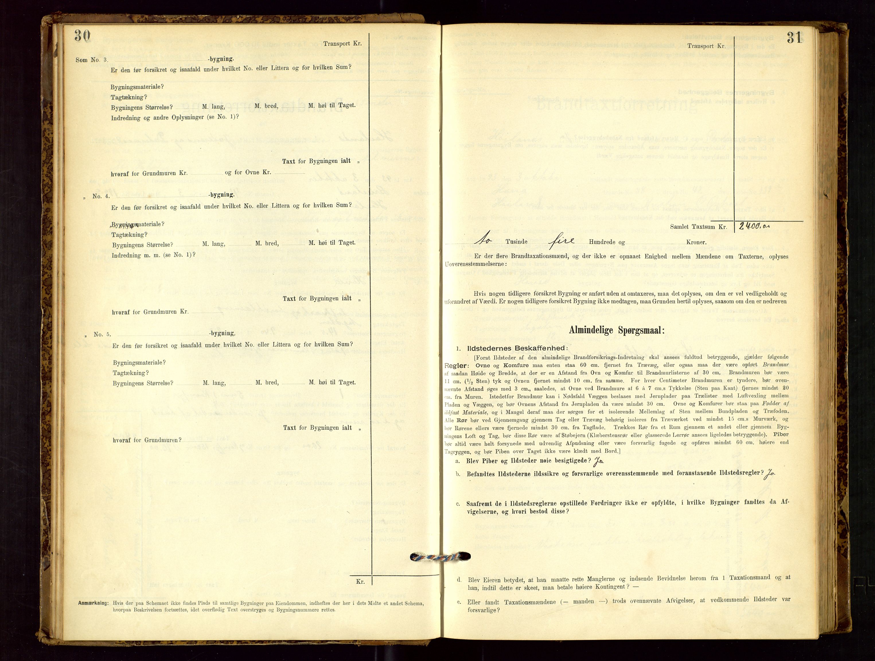 Høyland/Sandnes lensmannskontor, AV/SAST-A-100166/Gob/L0001: "Brandtaxtprotokol", 1890-1913, p. 30-31