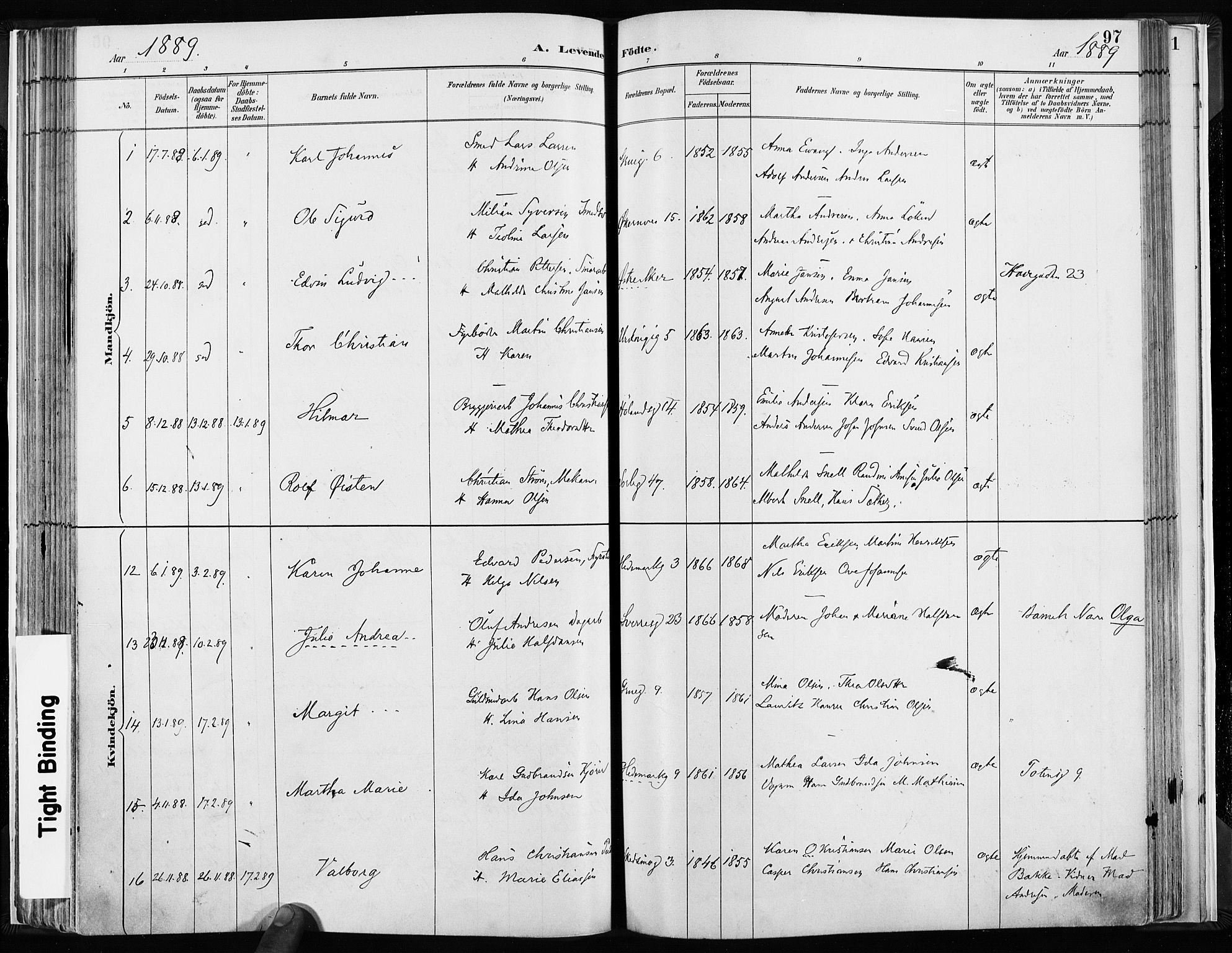 Kampen prestekontor Kirkebøker, AV/SAO-A-10853/F/Fa/L0003: Parish register (official) no. I 3, 1886-1892, p. 97