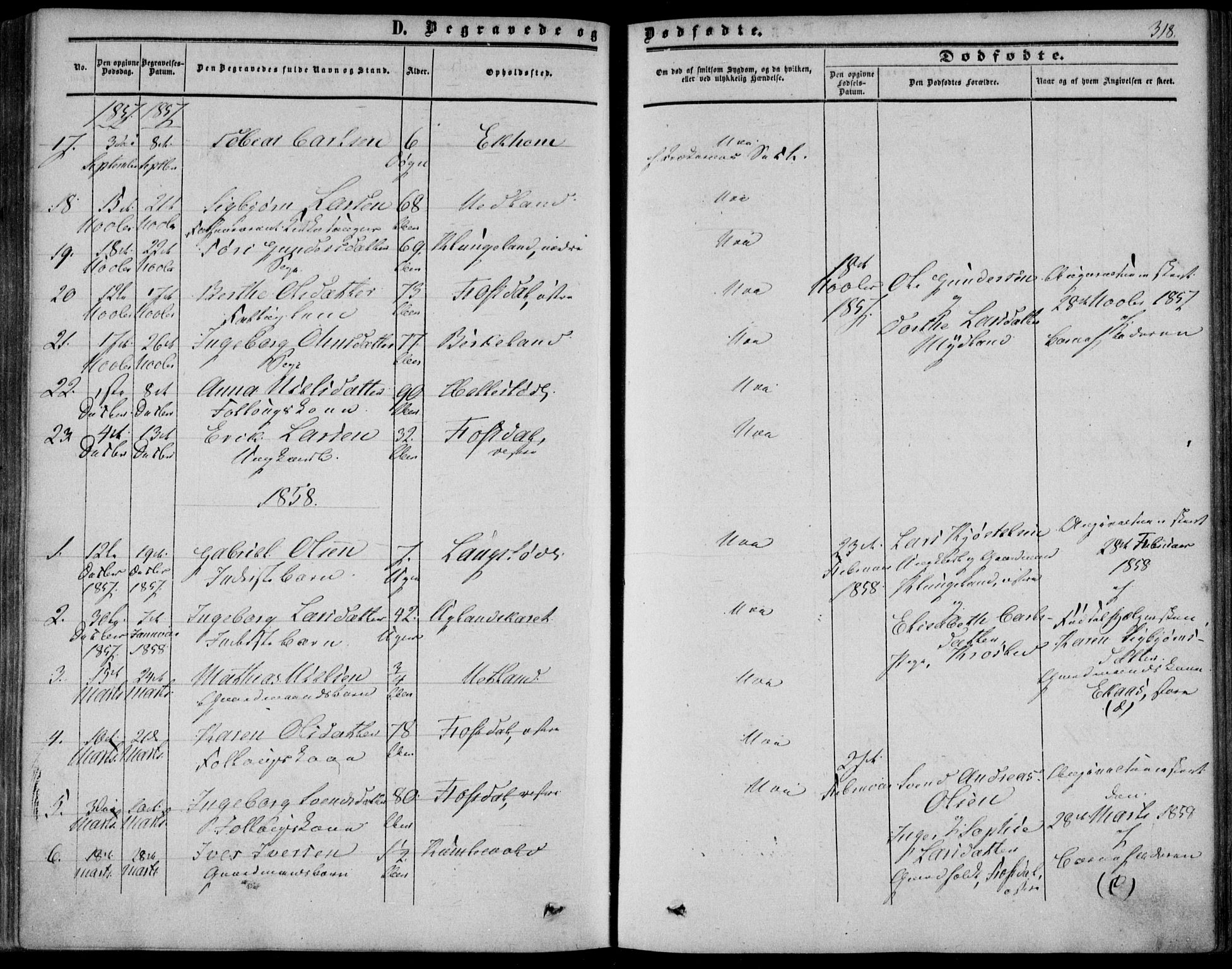 Bakke sokneprestkontor, SAK/1111-0002/F/Fa/Fab/L0002: Parish register (official) no. A 2, 1855-1884, p. 318