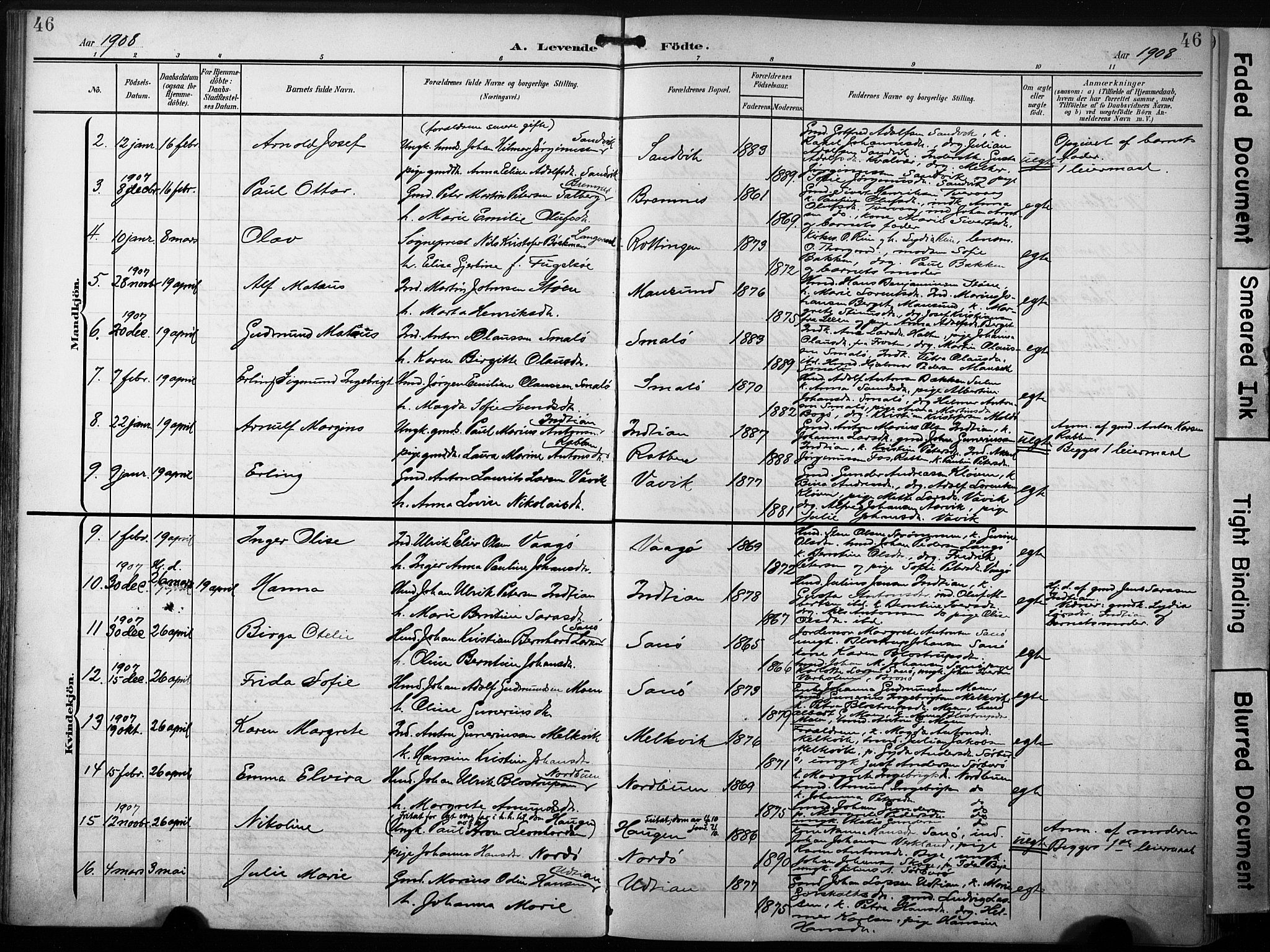 Ministerialprotokoller, klokkerbøker og fødselsregistre - Sør-Trøndelag, SAT/A-1456/640/L0580: Parish register (official) no. 640A05, 1902-1910, p. 46