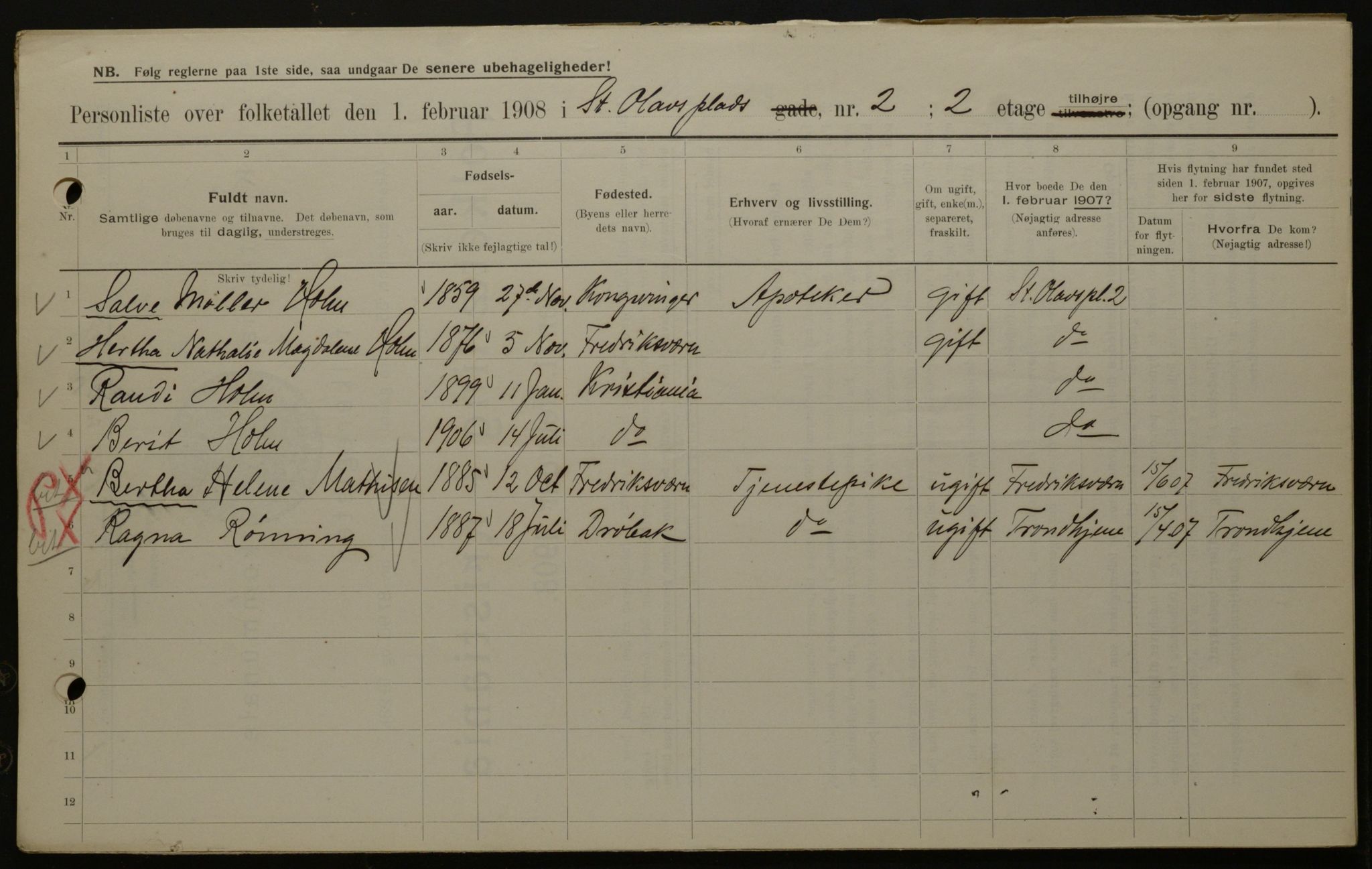 OBA, Municipal Census 1908 for Kristiania, 1908, p. 79627