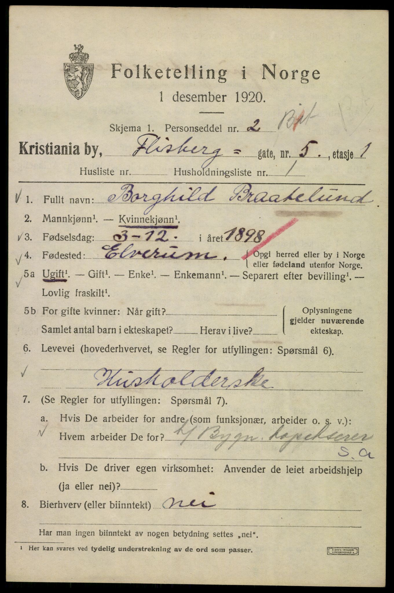 SAO, 1920 census for Kristiania, 1920, p. 230013