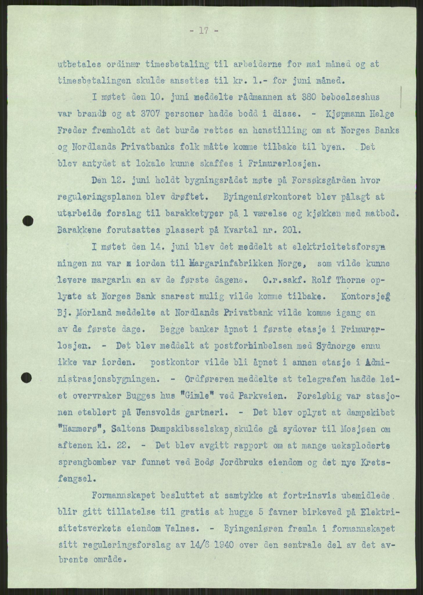 Forsvaret, Forsvarets krigshistoriske avdeling, AV/RA-RAFA-2017/Y/Ya/L0017: II-C-11-31 - Fylkesmenn.  Rapporter om krigsbegivenhetene 1940., 1940, p. 96