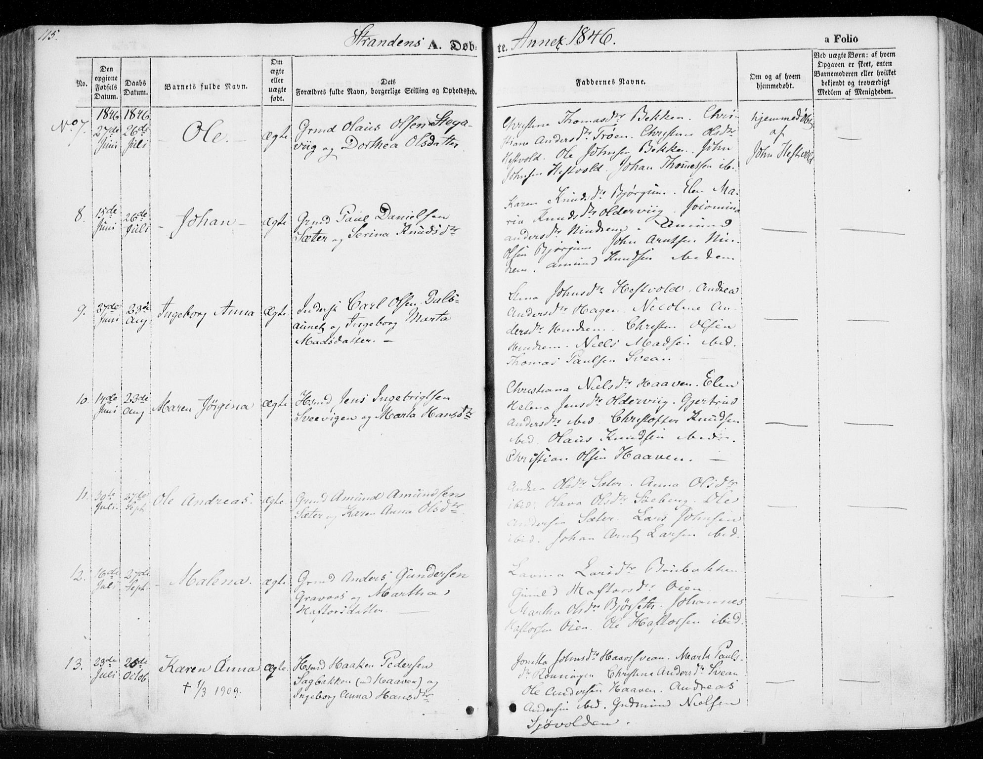 Ministerialprotokoller, klokkerbøker og fødselsregistre - Nord-Trøndelag, SAT/A-1458/701/L0007: Parish register (official) no. 701A07 /2, 1842-1854, p. 115