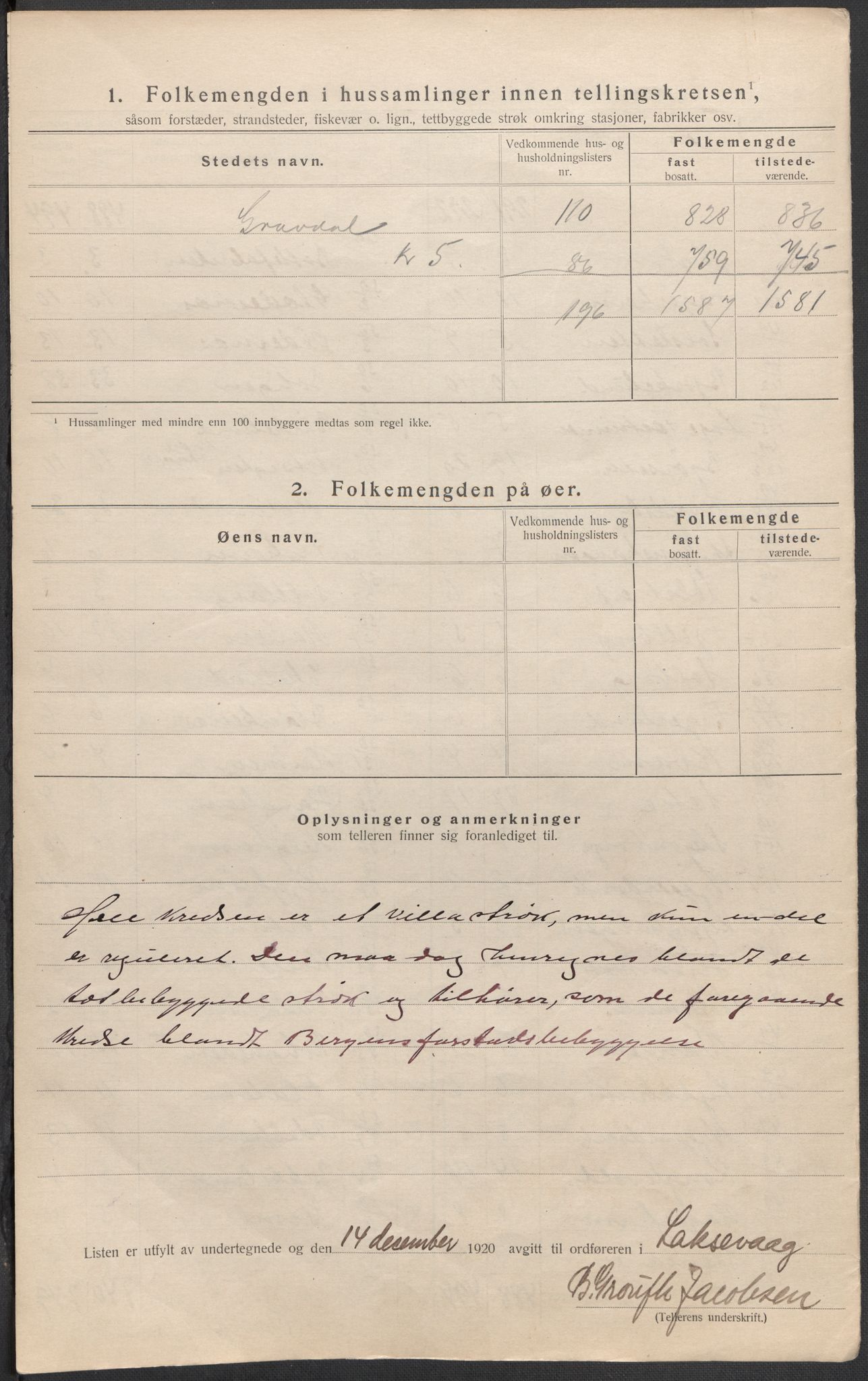 SAB, 1920 census for Laksevåg, 1920, p. 20