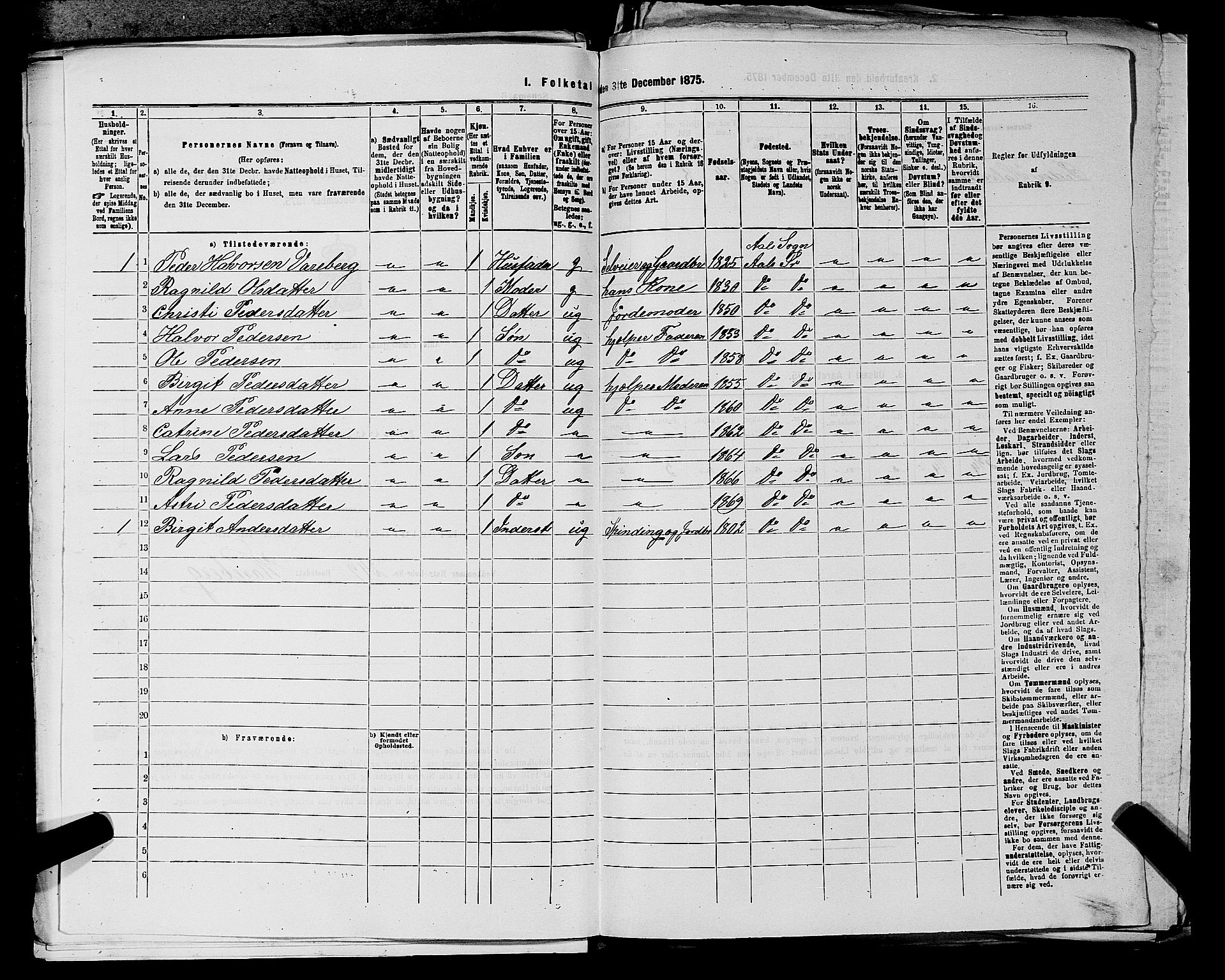 SAKO, 1875 census for 0619P Ål, 1875, p. 833