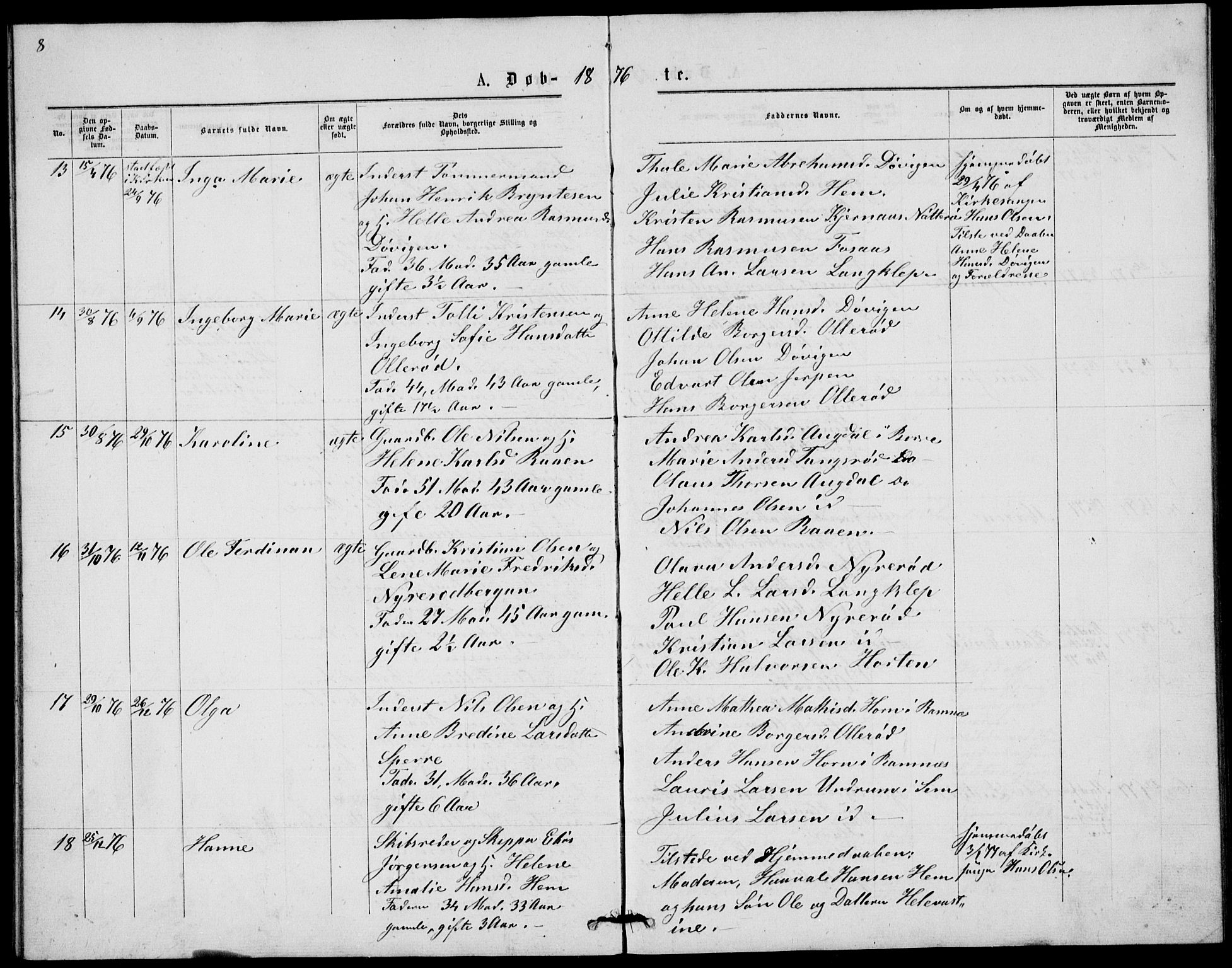 Våle kirkebøker, AV/SAKO-A-334/G/Gb/L0001: Parish register (copy) no. II 1, 1874-1891, p. 8