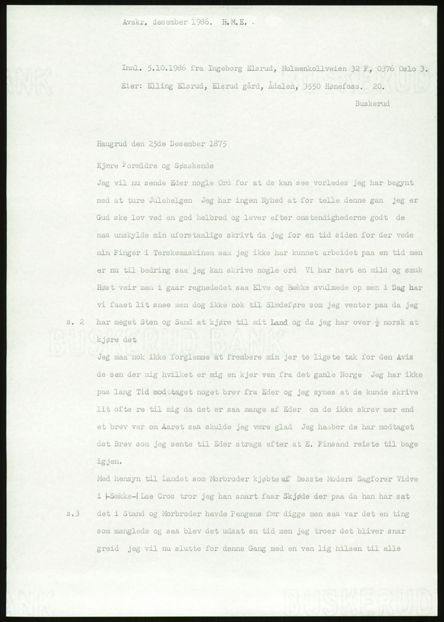 Samlinger til kildeutgivelse, Amerikabrevene, AV/RA-EA-4057/F/L0018: Innlån fra Buskerud: Elsrud, 1838-1914, p. 551