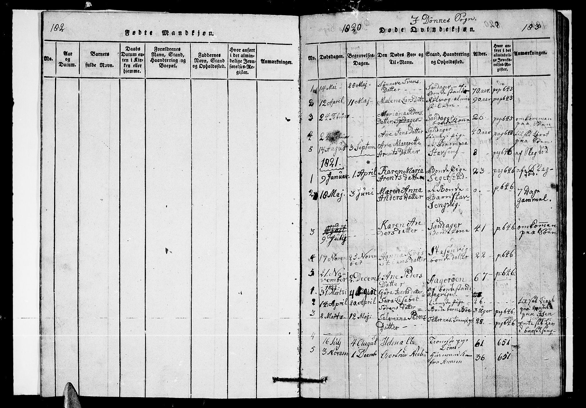 Ministerialprotokoller, klokkerbøker og fødselsregistre - Nordland, SAT/A-1459/835/L0529: Parish register (copy) no. 835C01, 1820-1828, p. 183