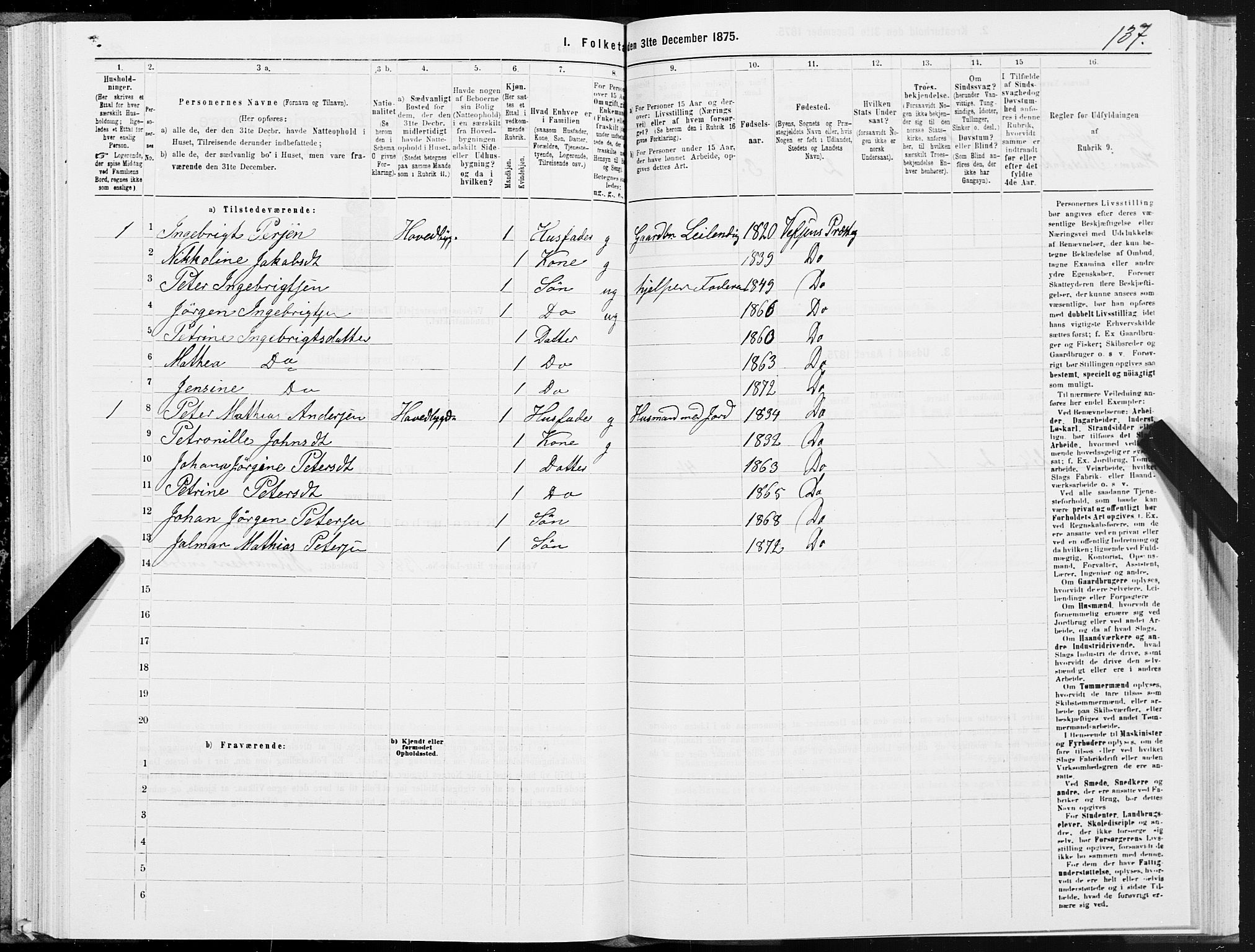 SAT, 1875 census for 1824L Vefsn/Vefsn, 1875, p. 1137