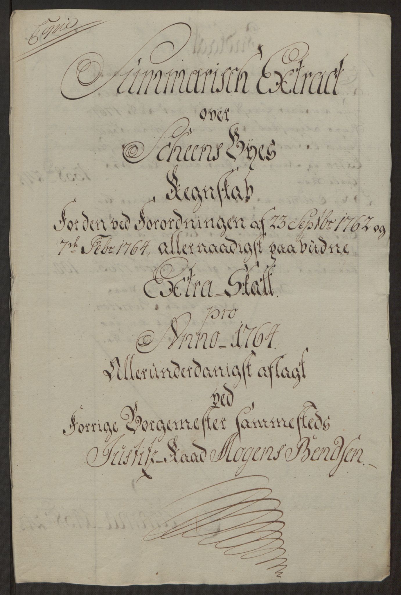 Rentekammeret inntil 1814, Reviderte regnskaper, Byregnskaper, AV/RA-EA-4066/R/Rj/L0198/0001: [J4] Kontribusjonsregnskap / Ekstraskatt, 1762-1768, p. 177