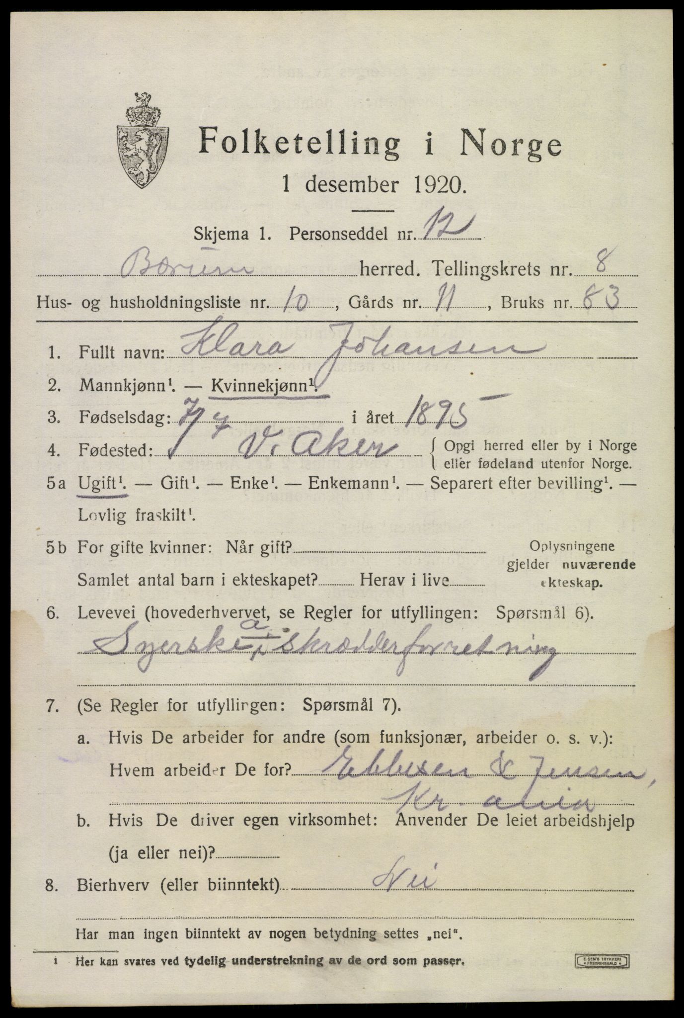 SAO, 1920 census for Bærum, 1920, p. 18402