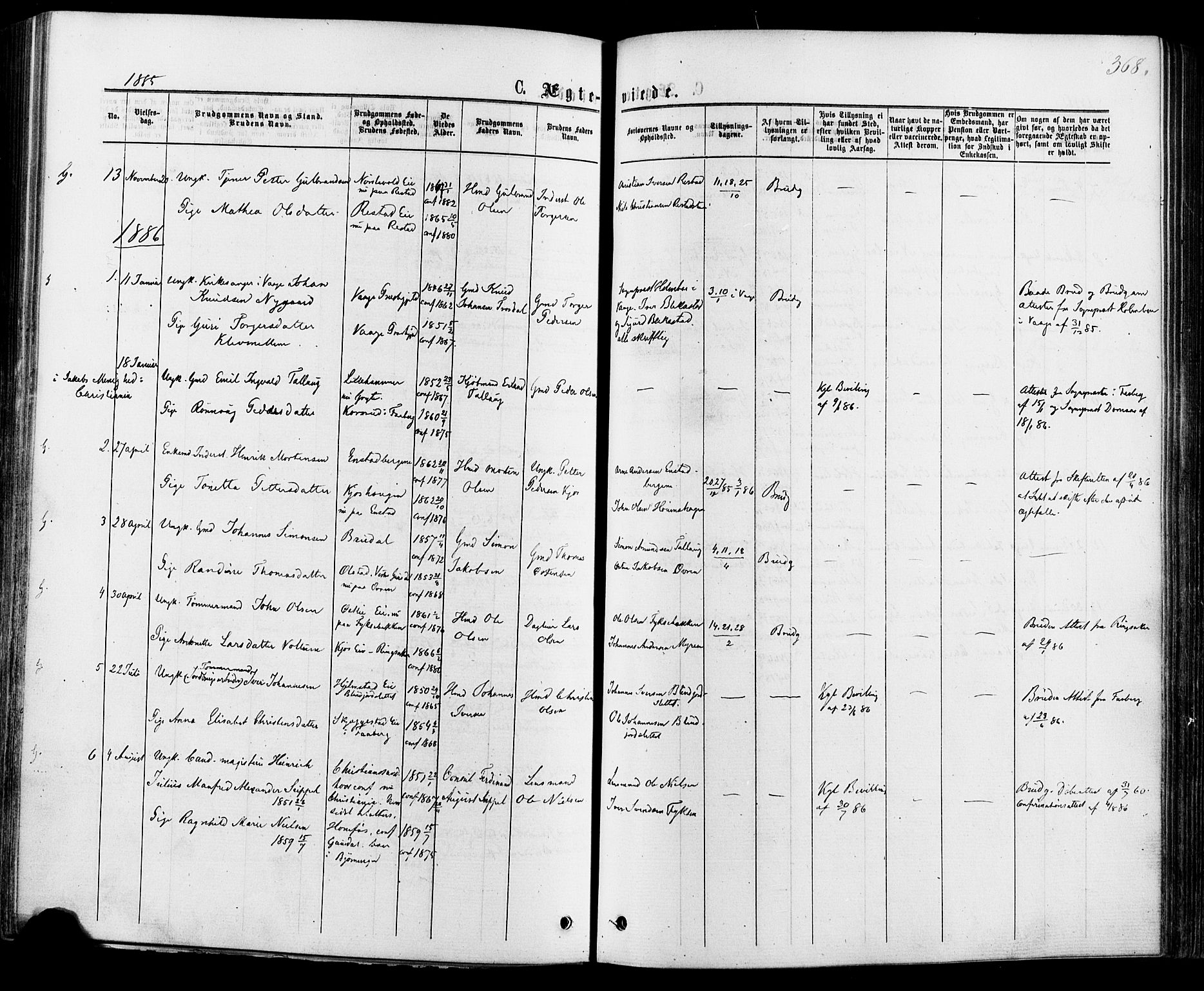 Østre Gausdal prestekontor, SAH/PREST-092/H/Ha/Haa/L0001: Parish register (official) no. 1, 1874-1886, p. 368