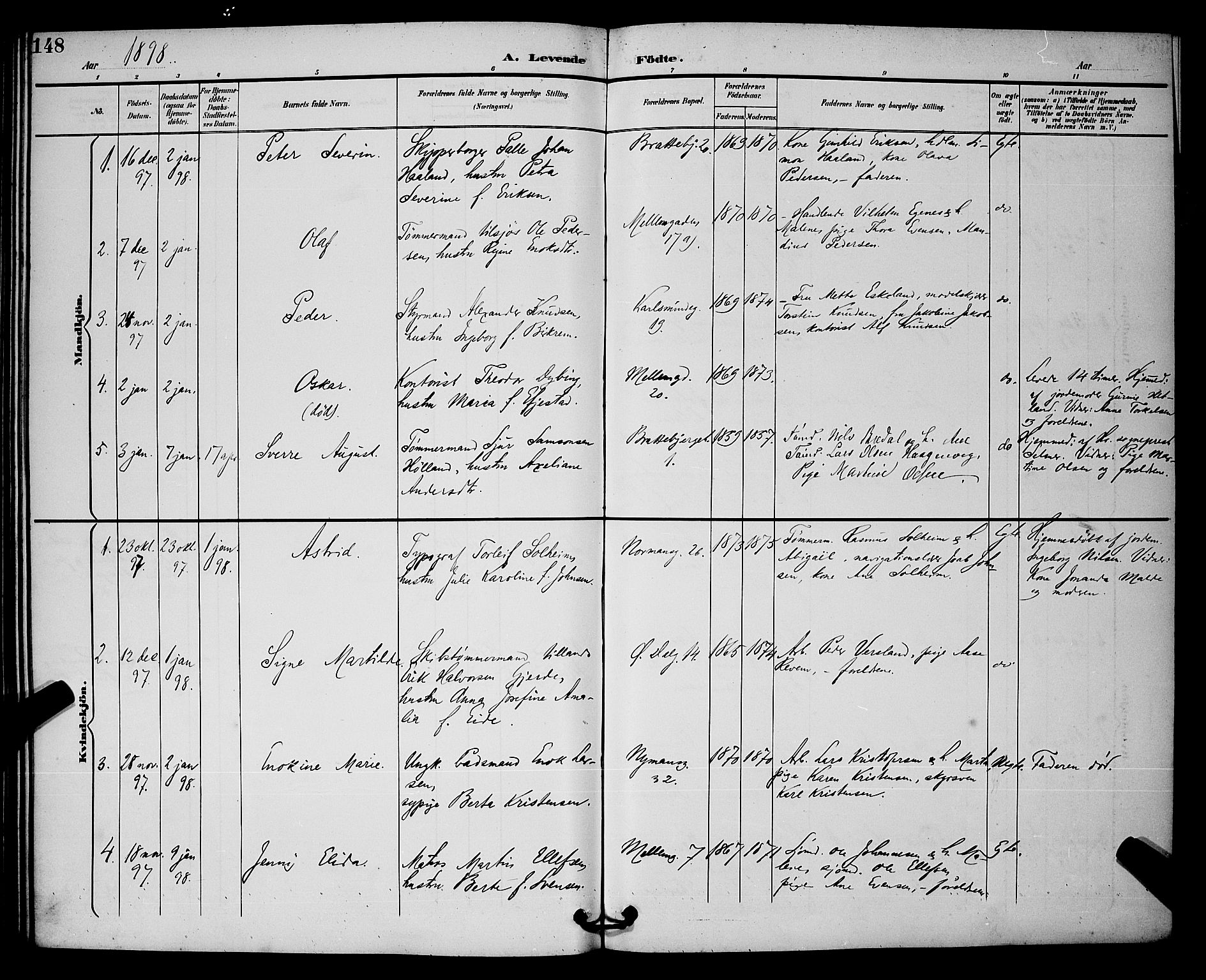 St. Johannes sokneprestkontor, SAST/A-101814/001/30/30BB/L0003: Parish register (copy) no. B 3, 1893-1900, p. 148