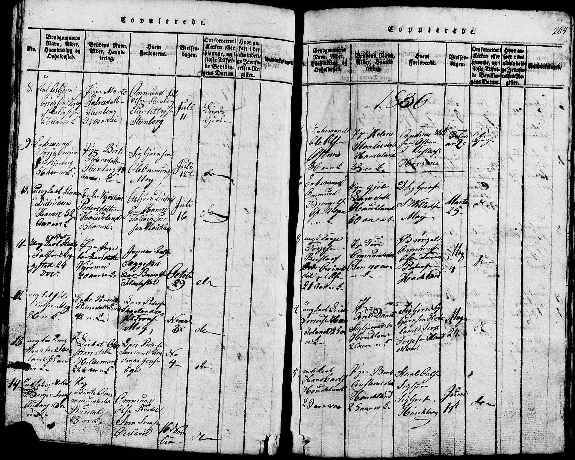 Lund sokneprestkontor, AV/SAST-A-101809/S07/L0002: Parish register (copy) no. B 2, 1816-1832, p. 204