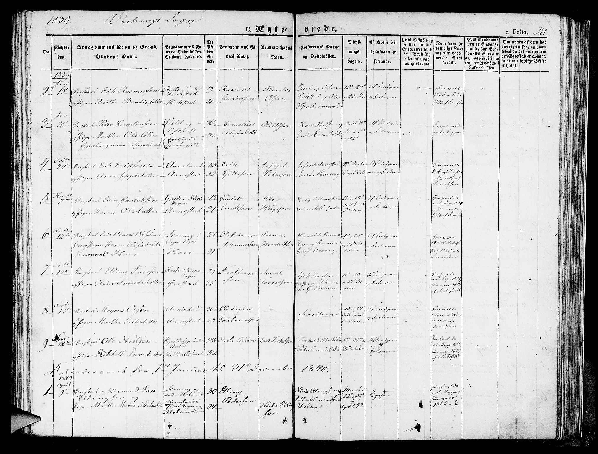 Hå sokneprestkontor, AV/SAST-A-101801/001/30BA/L0004: Parish register (official) no. A 4.1 /2, 1826-1841, p. 211