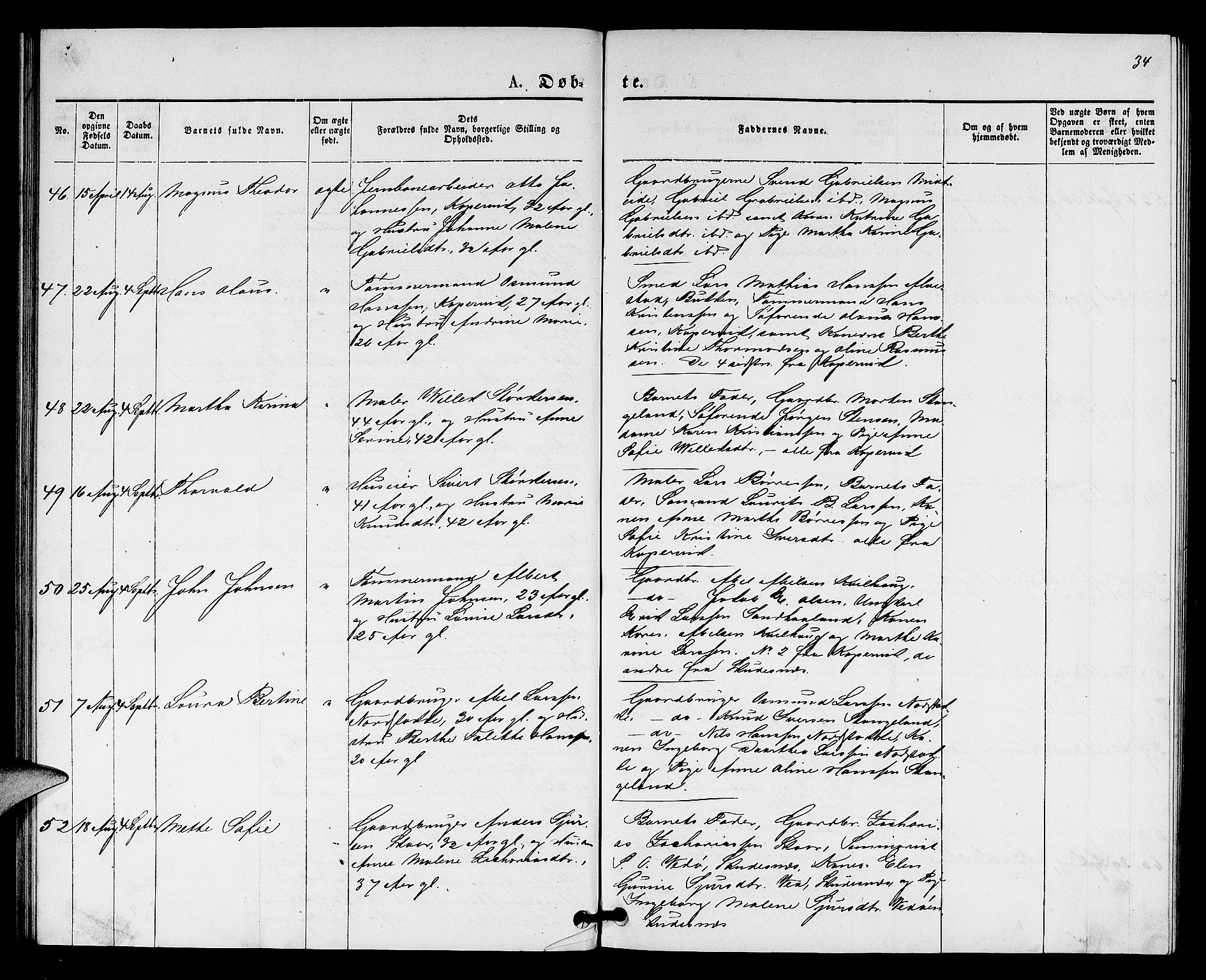 Kopervik sokneprestkontor, SAST/A-101850/H/Ha/Hab/L0001: Parish register (copy) no. B 1, 1877-1891, p. 34