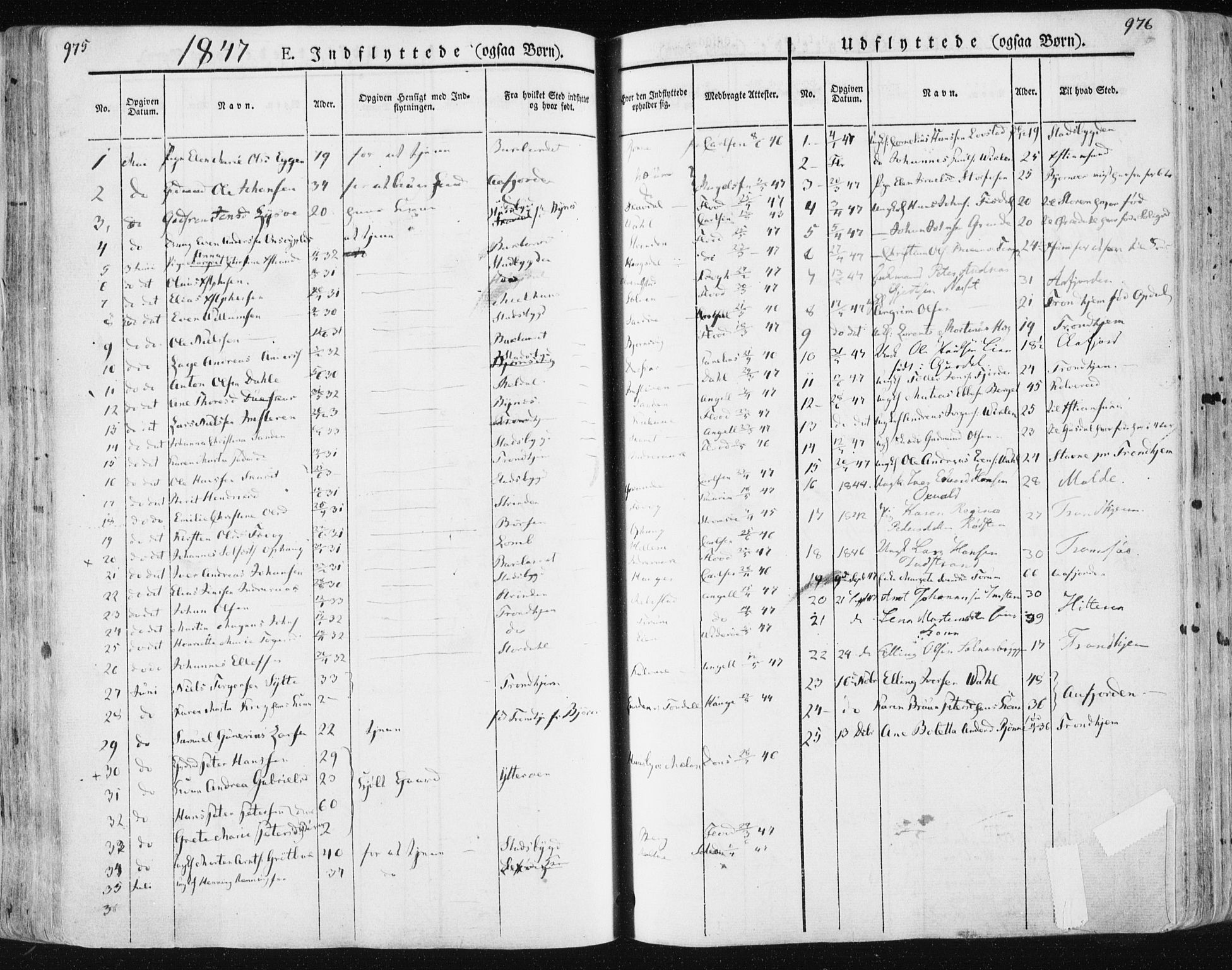 Ministerialprotokoller, klokkerbøker og fødselsregistre - Sør-Trøndelag, SAT/A-1456/659/L0736: Parish register (official) no. 659A06, 1842-1856, p. 975-976
