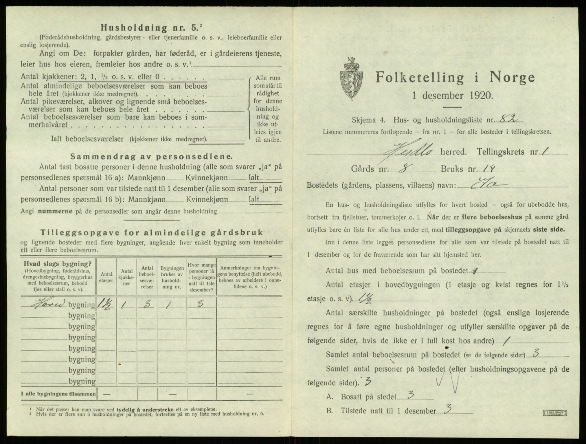 SAB, 1920 census for Herdla, 1920, p. 212