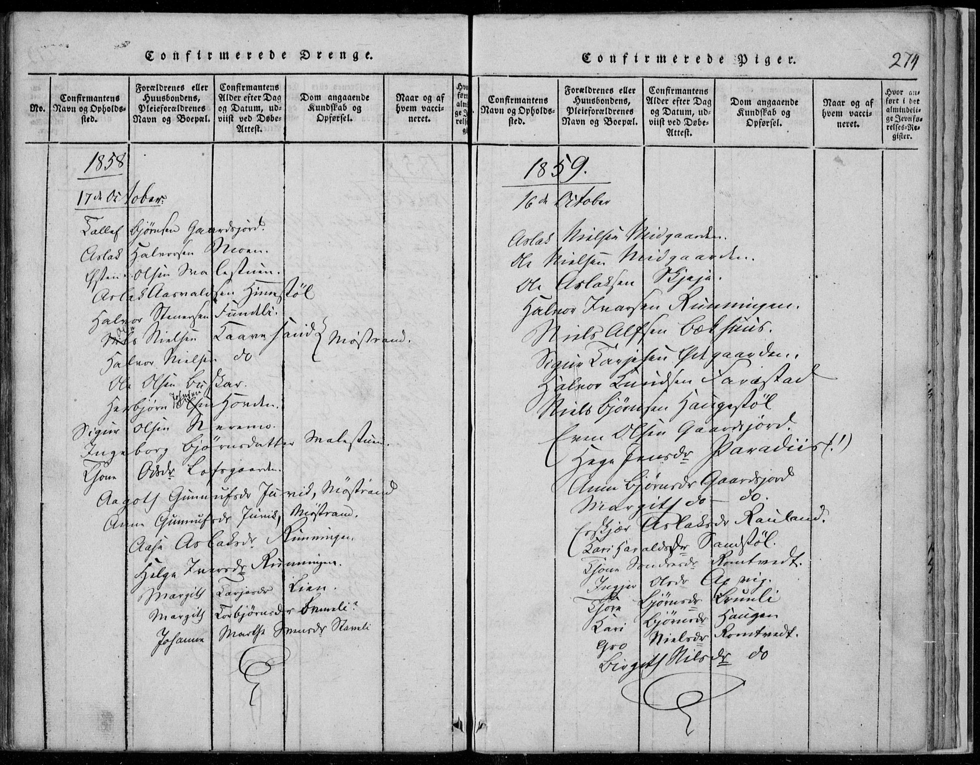 Rauland kirkebøker, SAKO/A-292/F/Fa/L0001: Parish register (official) no. 1, 1814-1859, p. 274
