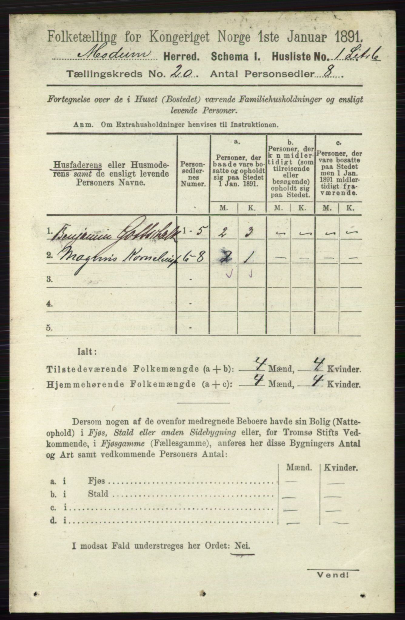 RA, 1891 census for 0623 Modum, 1891, p. 7762