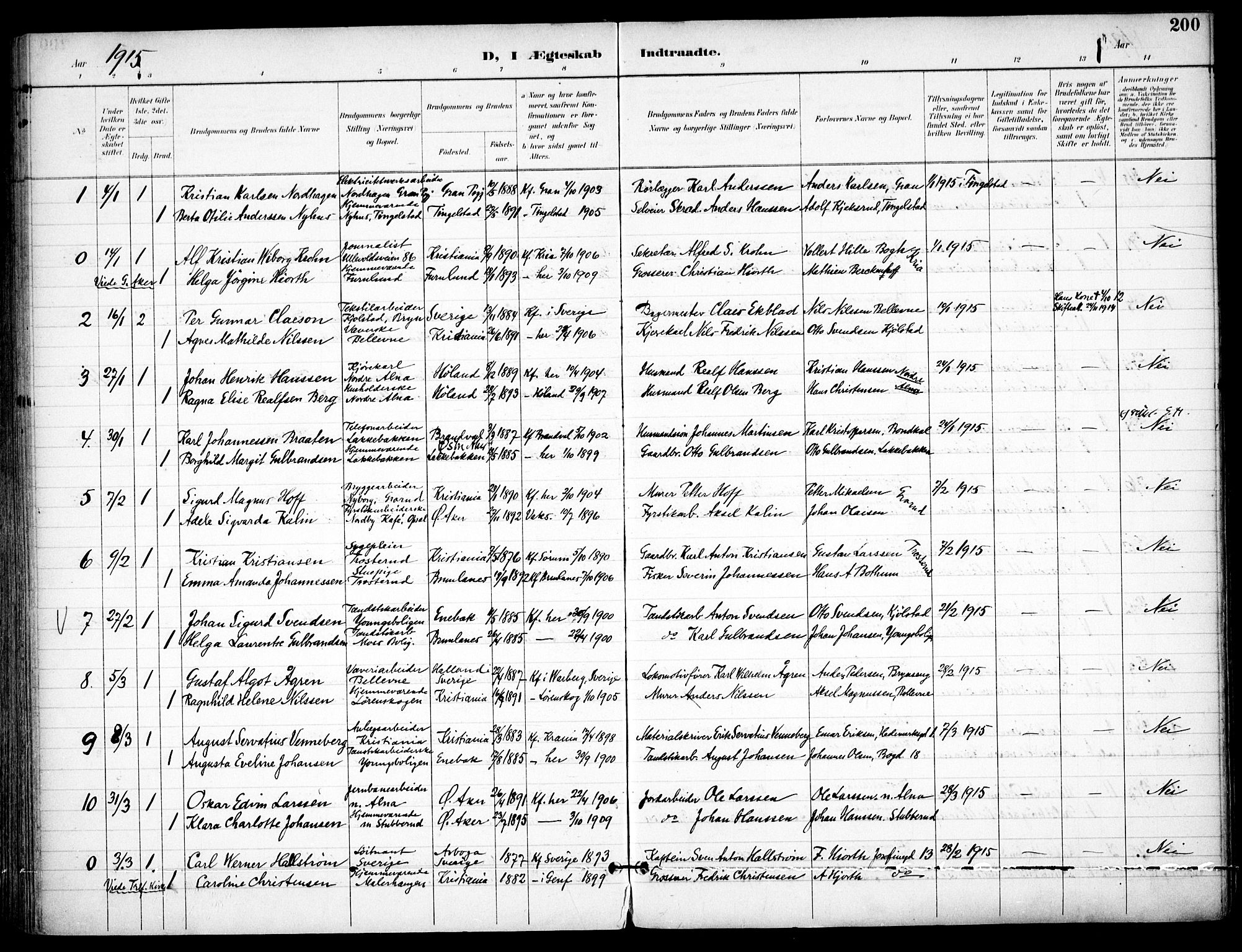 Østre Aker prestekontor Kirkebøker, SAO/A-10840/F/Fa/L0011: Parish register (official) no. I 11, 1895-1917, p. 200