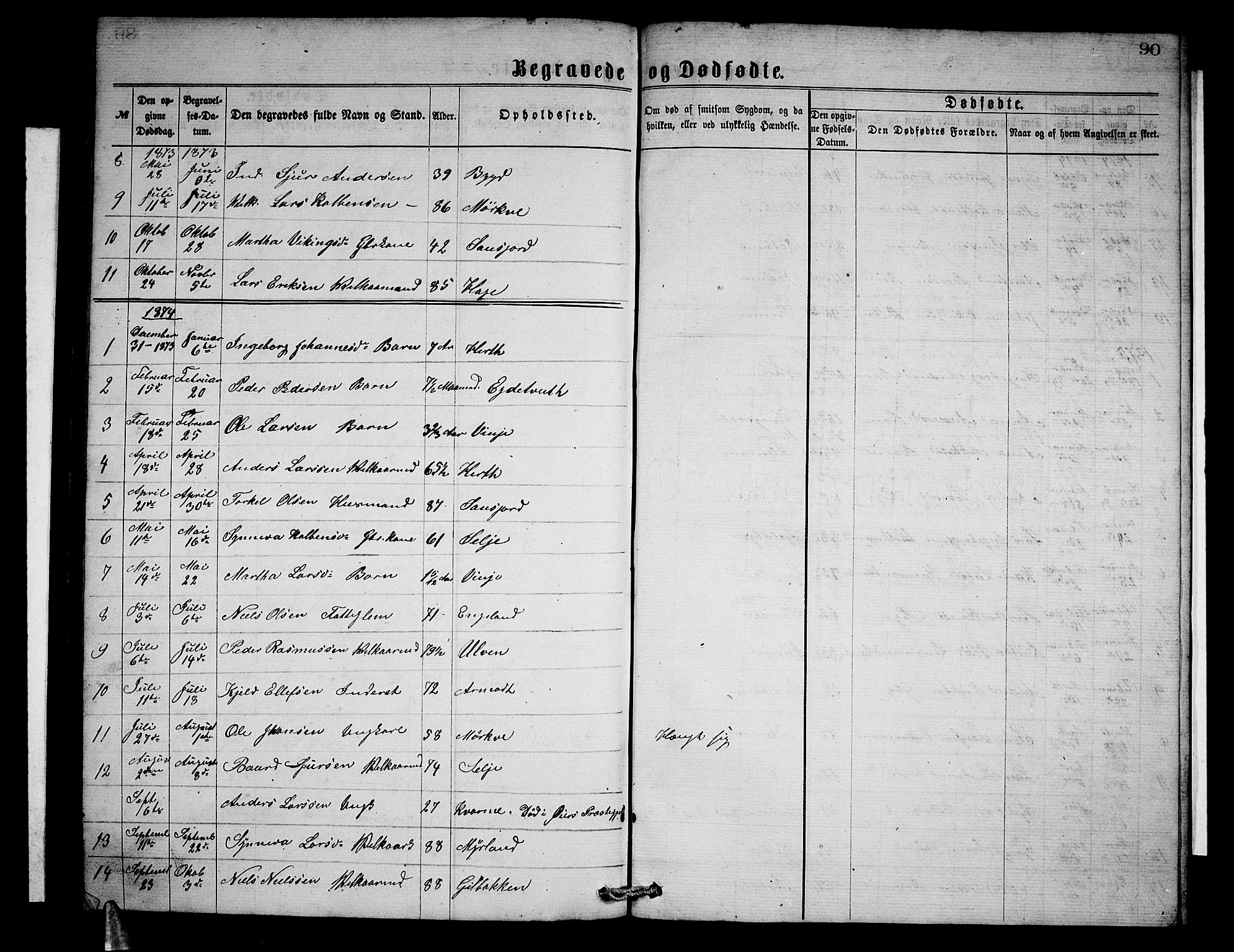Vossestrand Sokneprestembete, AV/SAB-A-79101/H/Hab: Parish register (copy) no. B 2, 1865-1879, p. 90