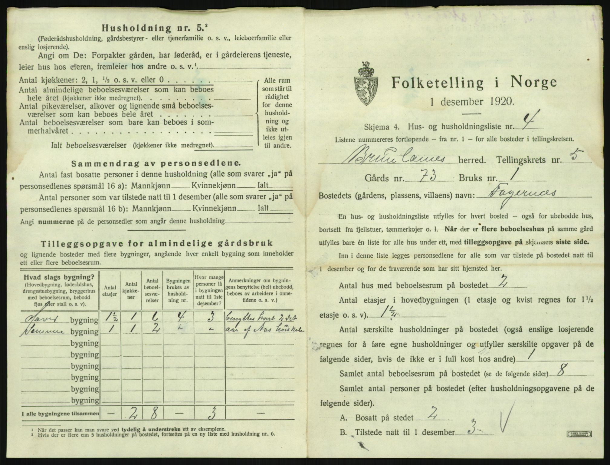 SAKO, 1920 census for Brunlanes, 1920, p. 827