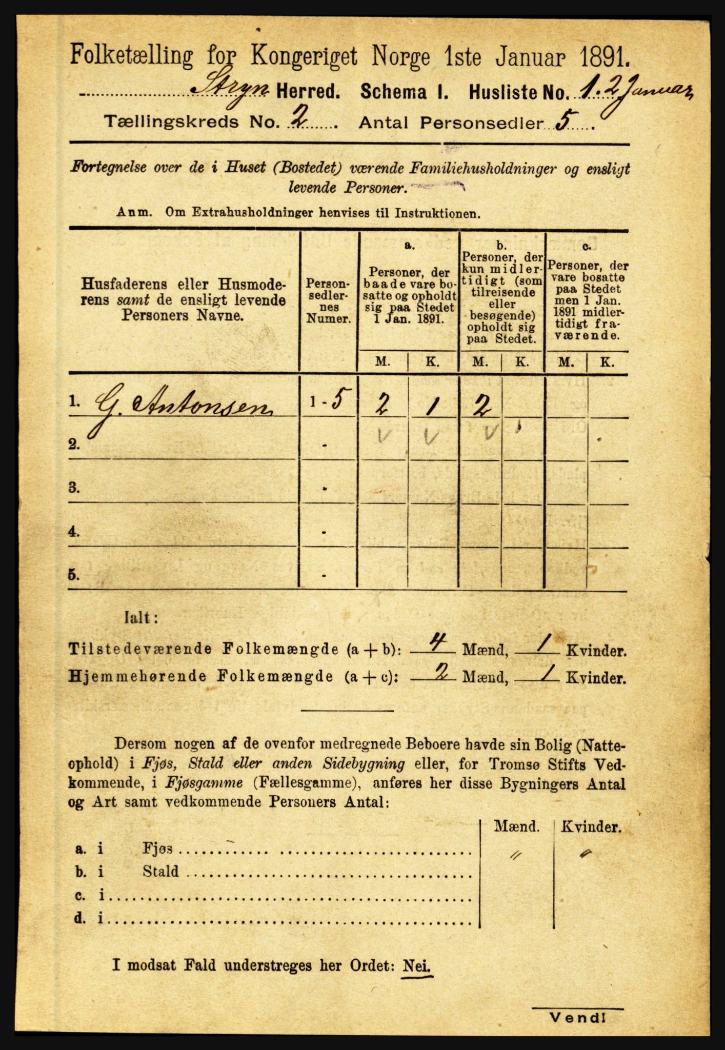 RA, 1891 census for 1448 Stryn, 1891, p. 238