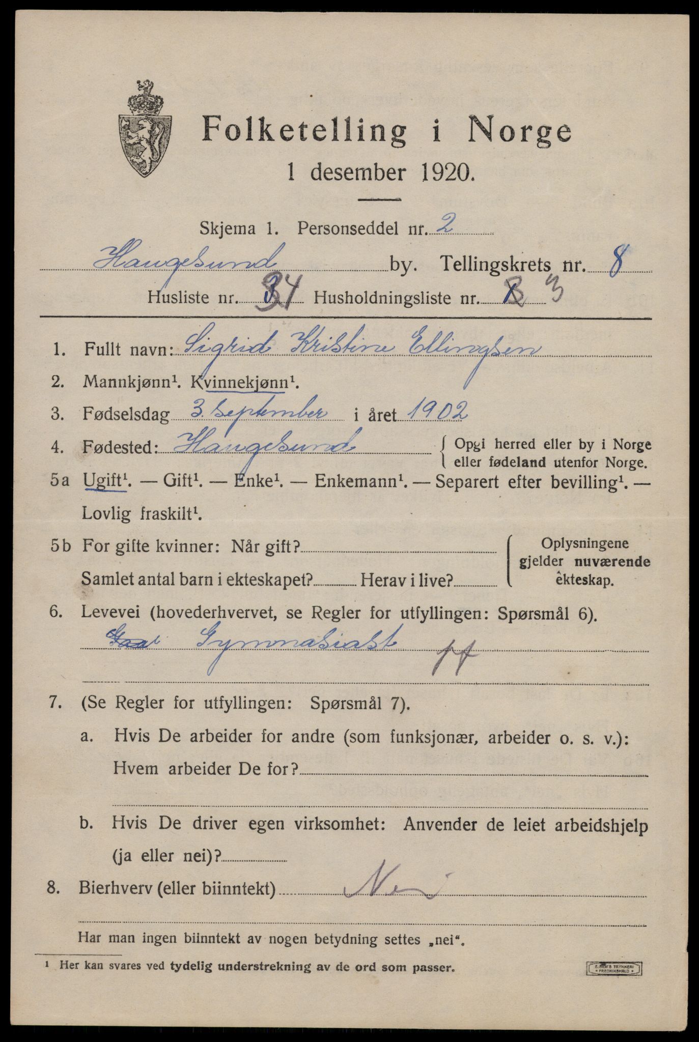 SAST, 1920 census for Haugesund, 1920, p. 28051