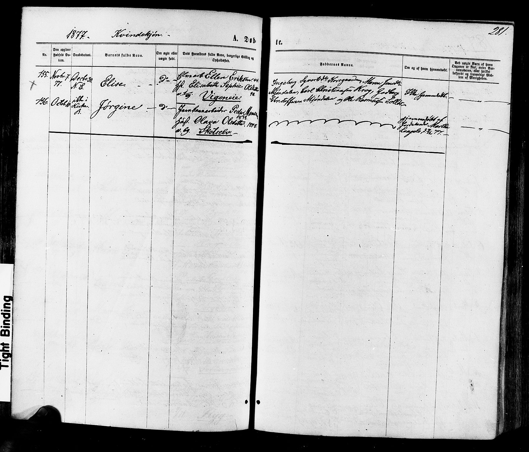 Eiker kirkebøker, AV/SAKO-A-4/F/Fa/L0017: Parish register (official) no. I 17, 1869-1877, p. 281