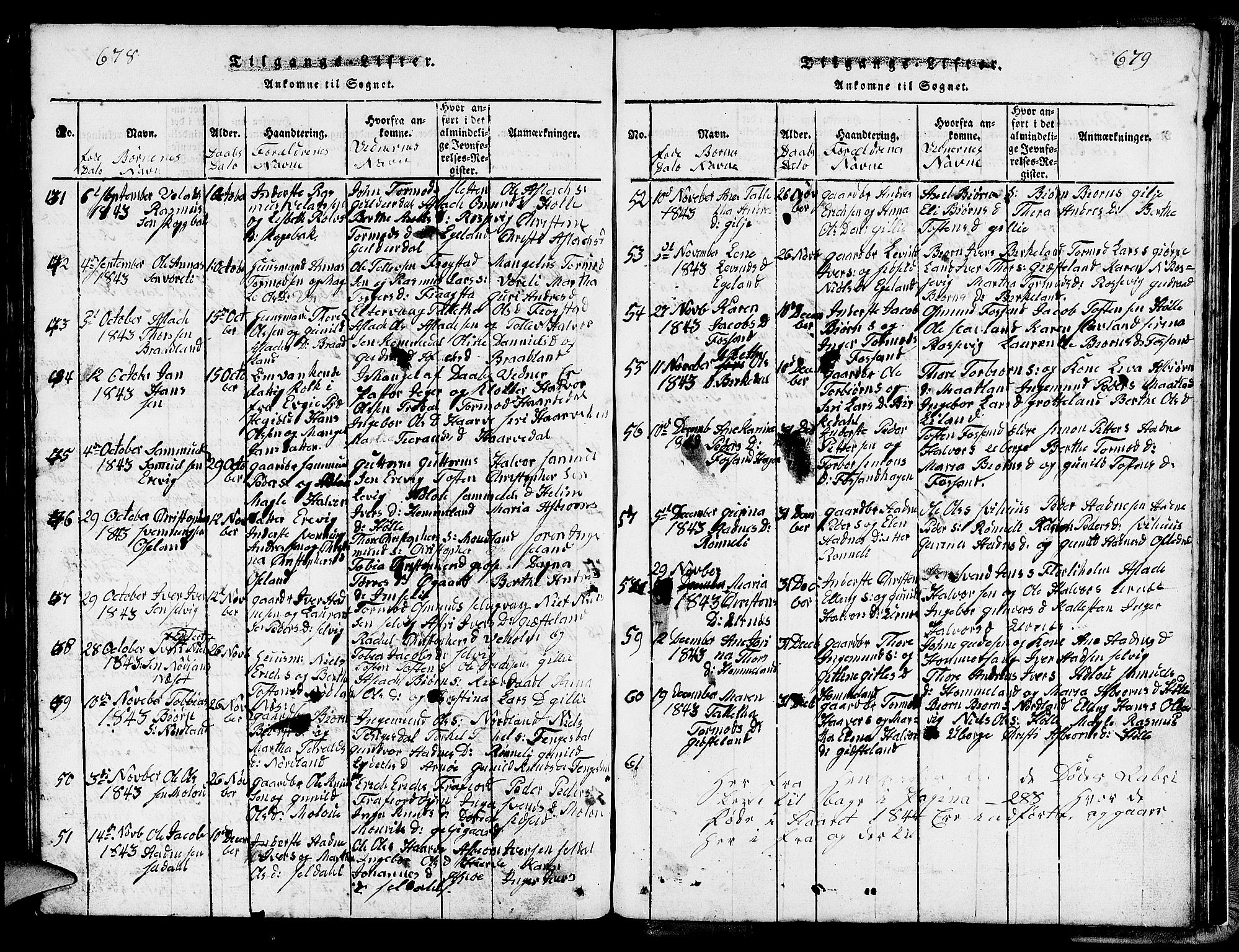 Strand sokneprestkontor, AV/SAST-A-101828/H/Ha/Hab/L0002: Parish register (copy) no. B 2, 1816-1854, p. 678-679