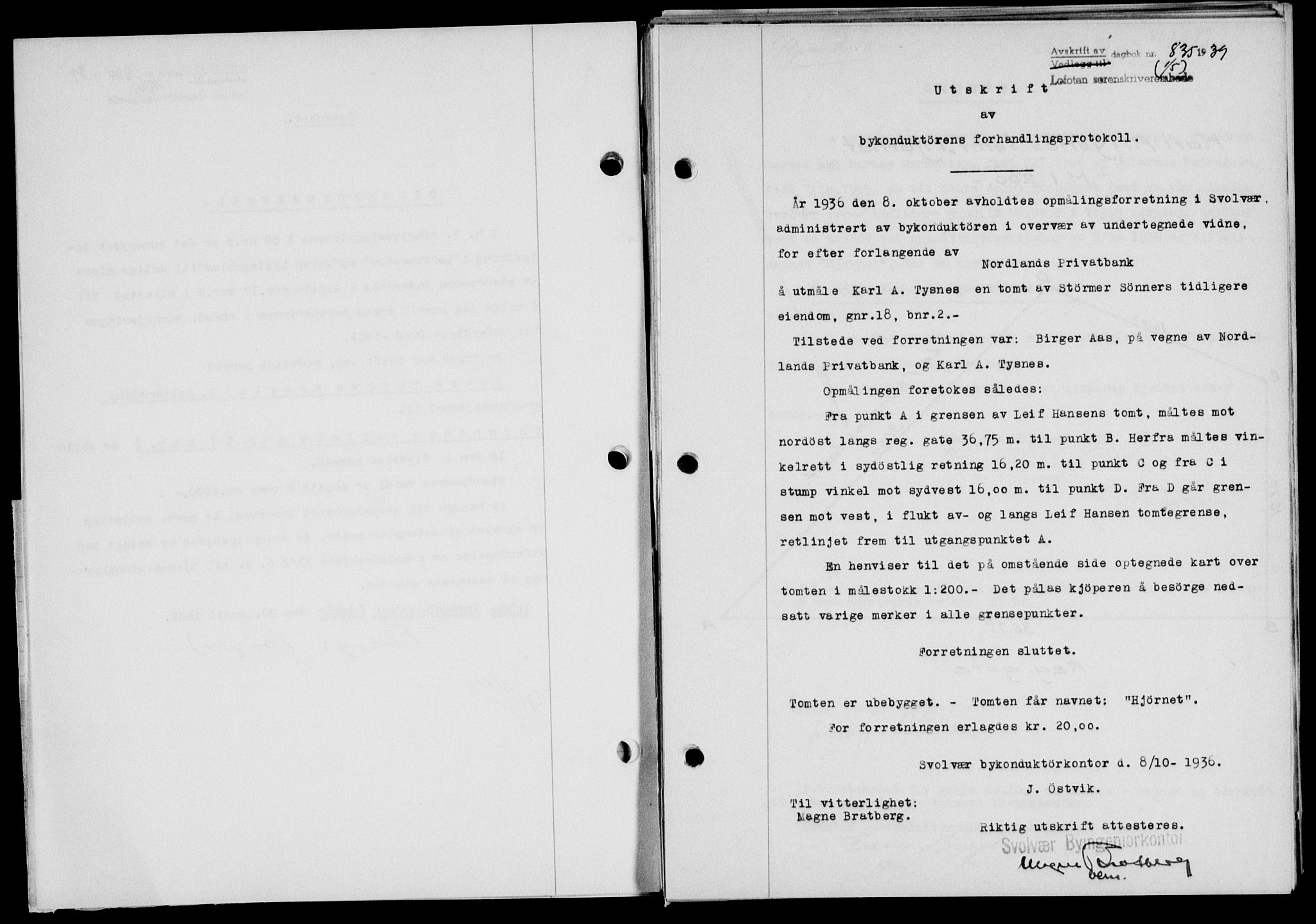 Lofoten sorenskriveri, SAT/A-0017/1/2/2C/L0005a: Mortgage book no. 5a, 1939-1939, Diary no: : 835/1939