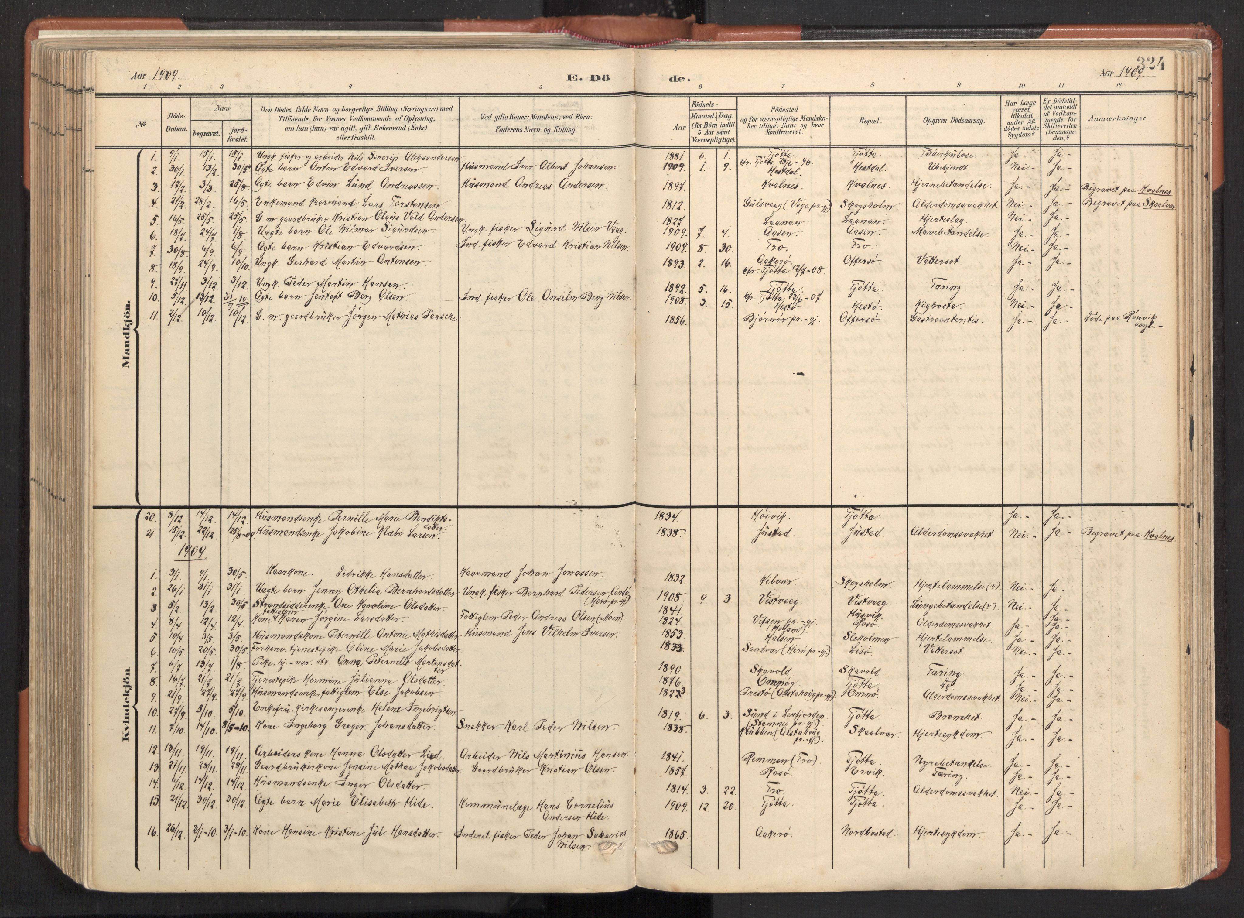 Ministerialprotokoller, klokkerbøker og fødselsregistre - Nordland, SAT/A-1459/817/L0265: Parish register (official) no. 817A05, 1908-1944, p. 324