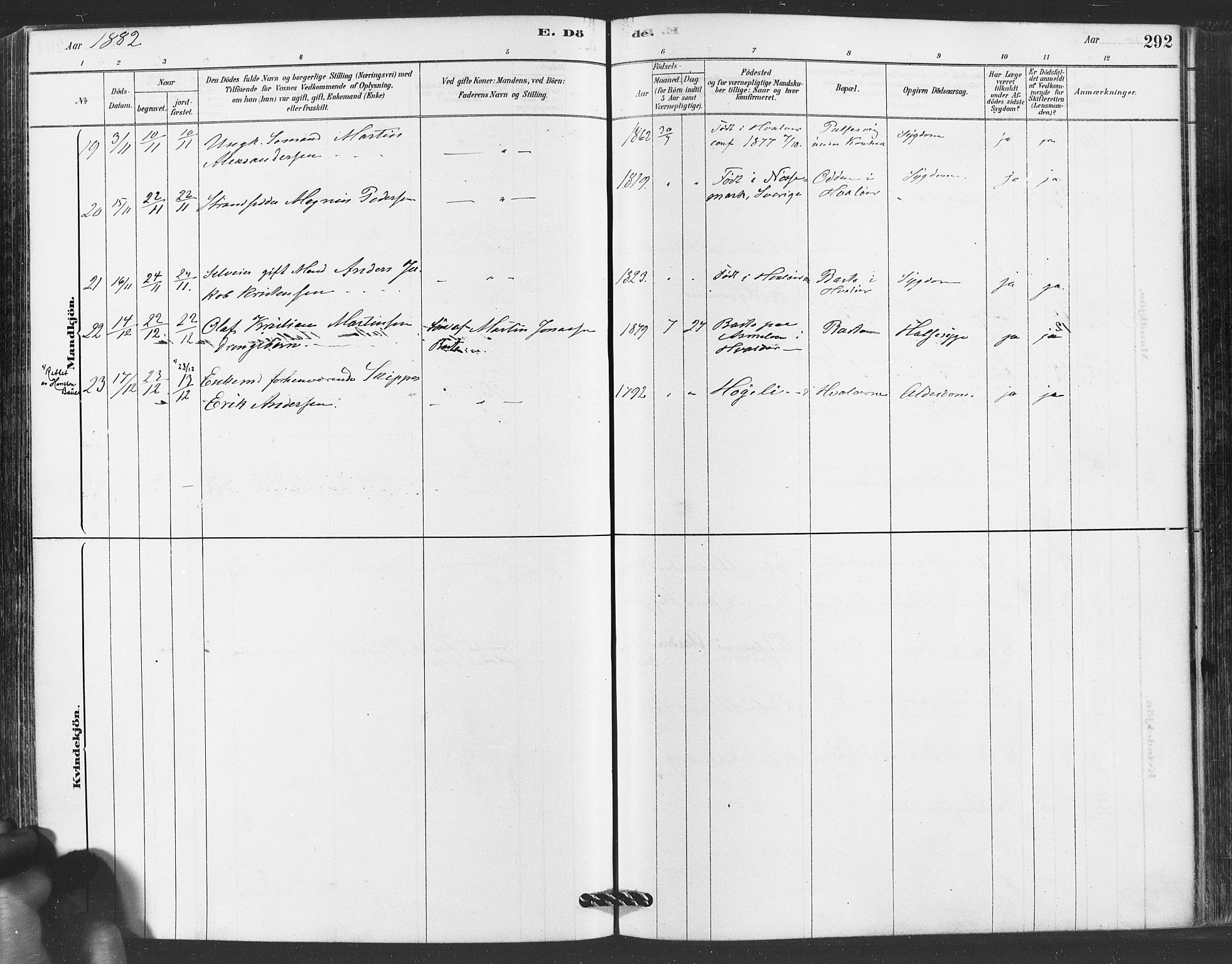 Hvaler prestekontor Kirkebøker, AV/SAO-A-2001/F/Fa/L0008: Parish register (official) no. I 8, 1878-1895, p. 292